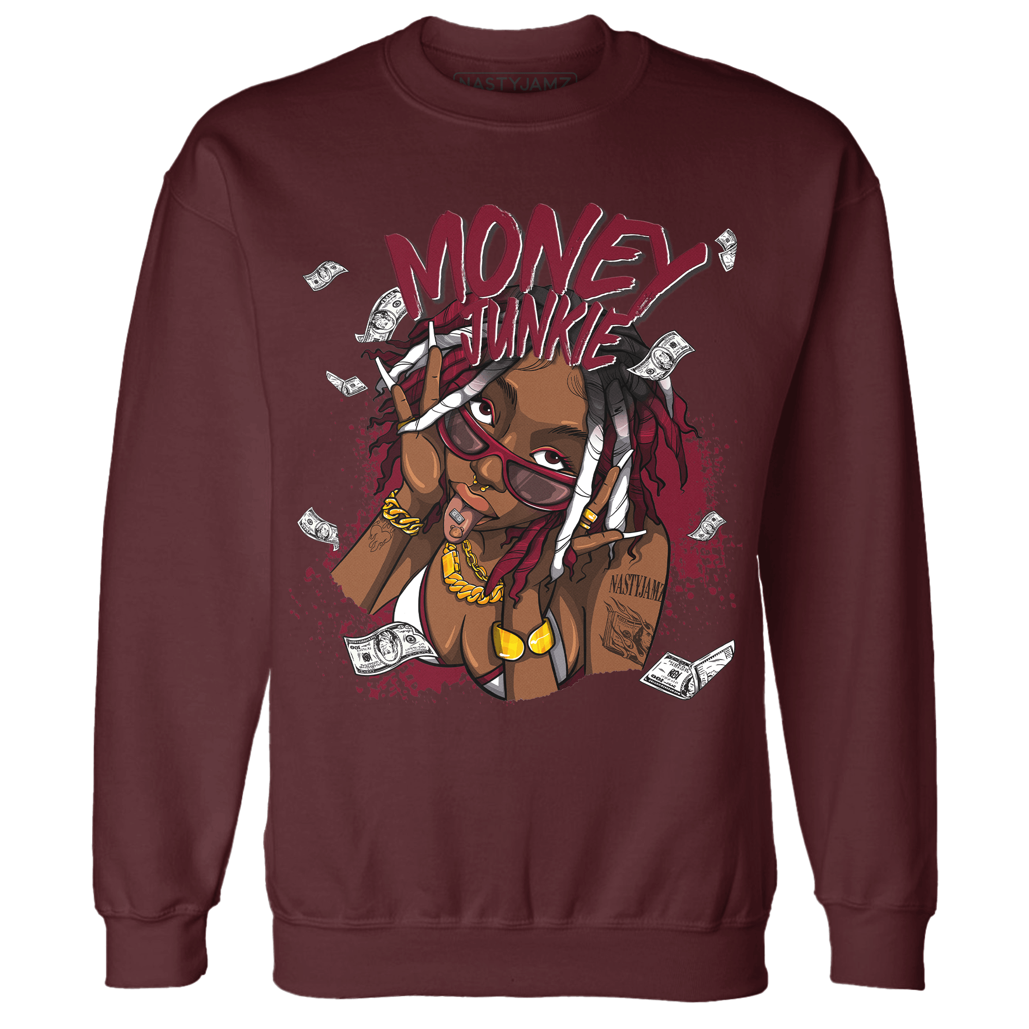 High White Team Red 1s Sweatshirt Match Money Junkie - NastyJamz