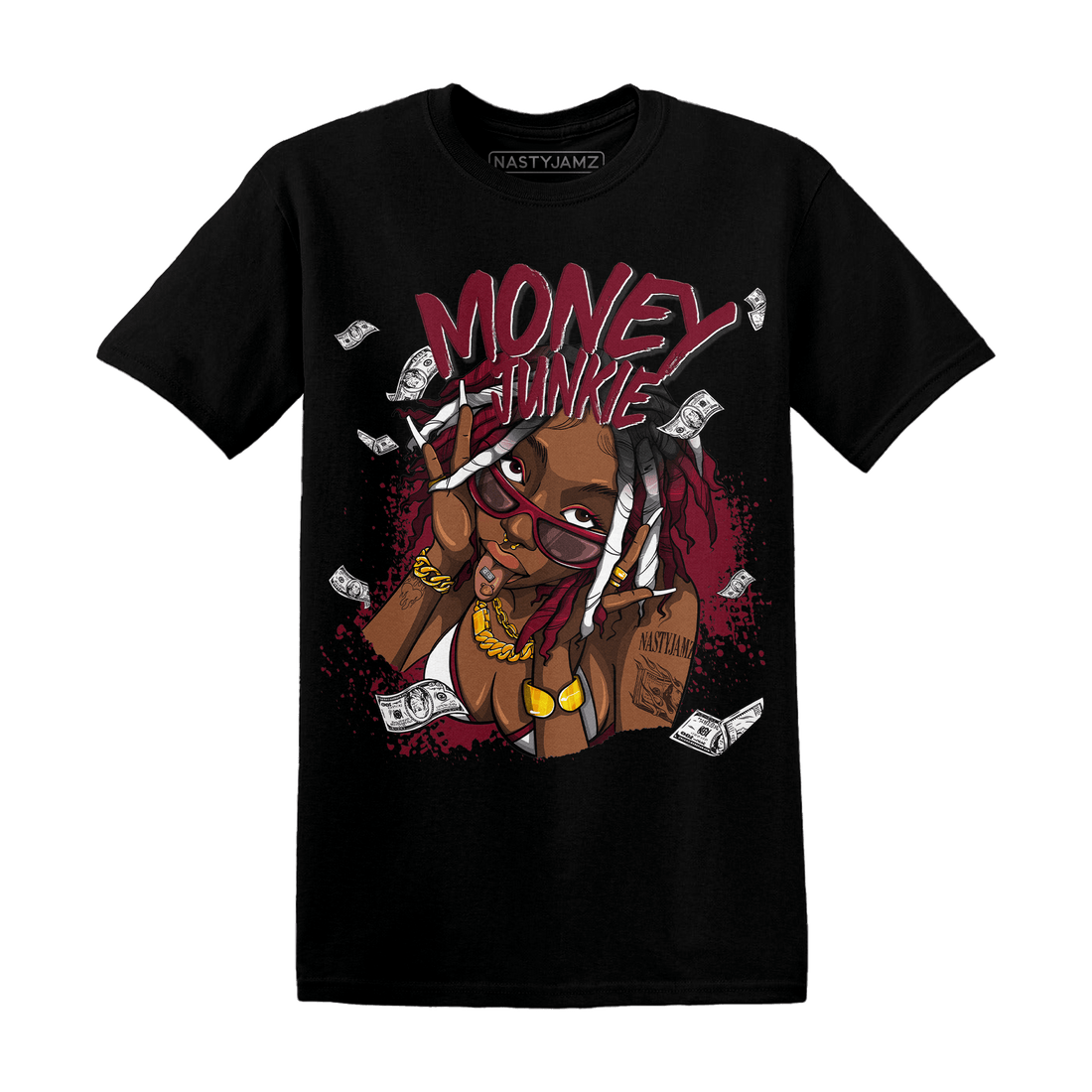 High White Team Red 1s T Shirt Match Money Junkie - NastyJamz