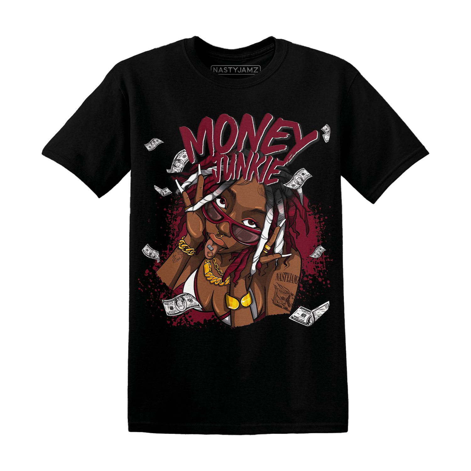 High White Team Red 1s T Shirt Match Money Junkie - NastyJamz