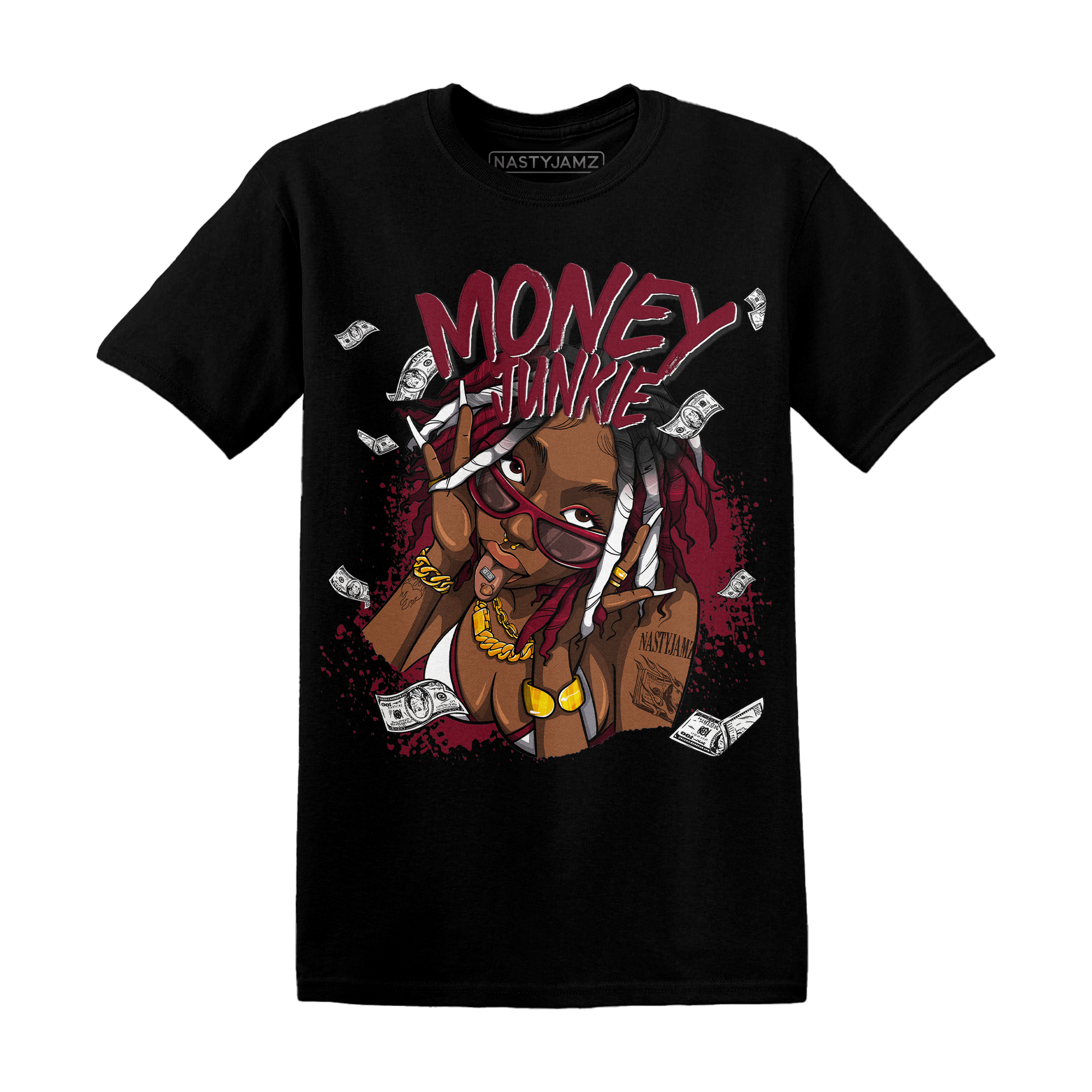 High White Team Red 1s T Shirt Match Money Junkie - NastyJamz