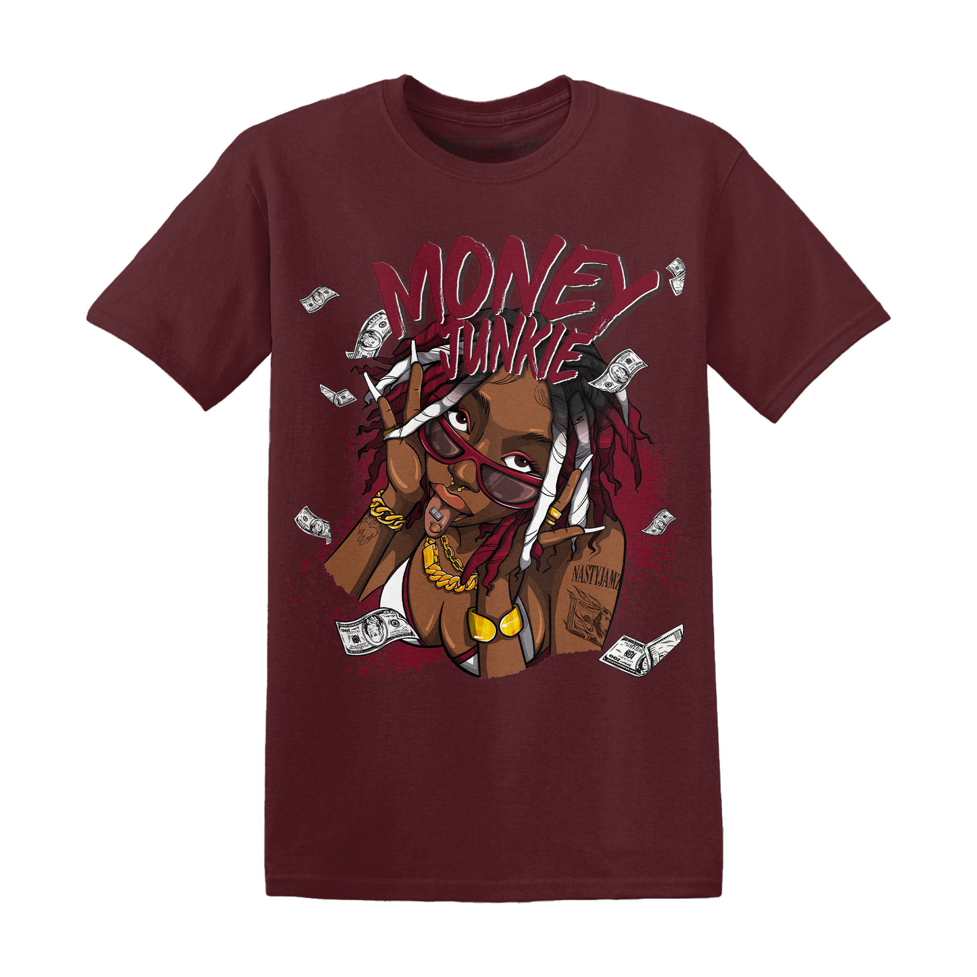 High White Team Red 1s T Shirt Match Money Junkie - NastyJamz