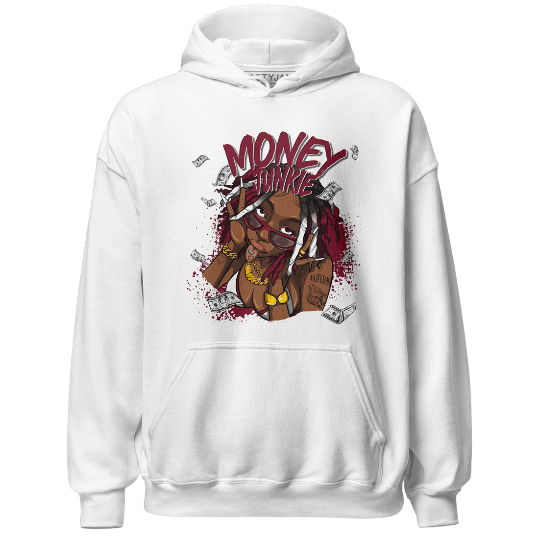 High White Team Red 1s Hoodie Match Money Junkie - NastyJamz