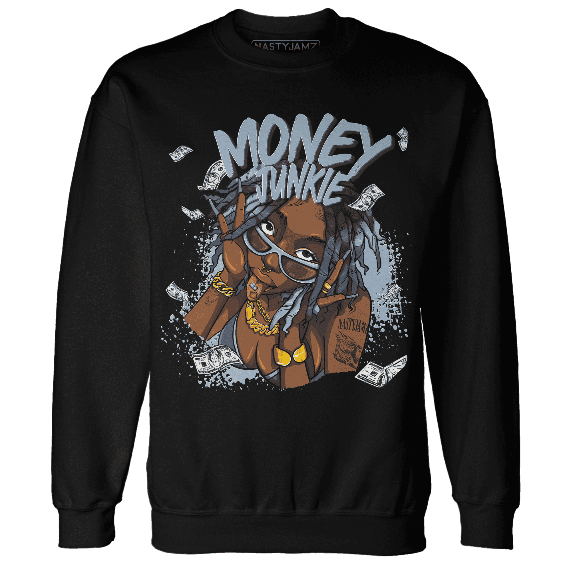 Mid Diffused Blue Grey 1s Sweatshirt Match Money Junkie - NastyJamz