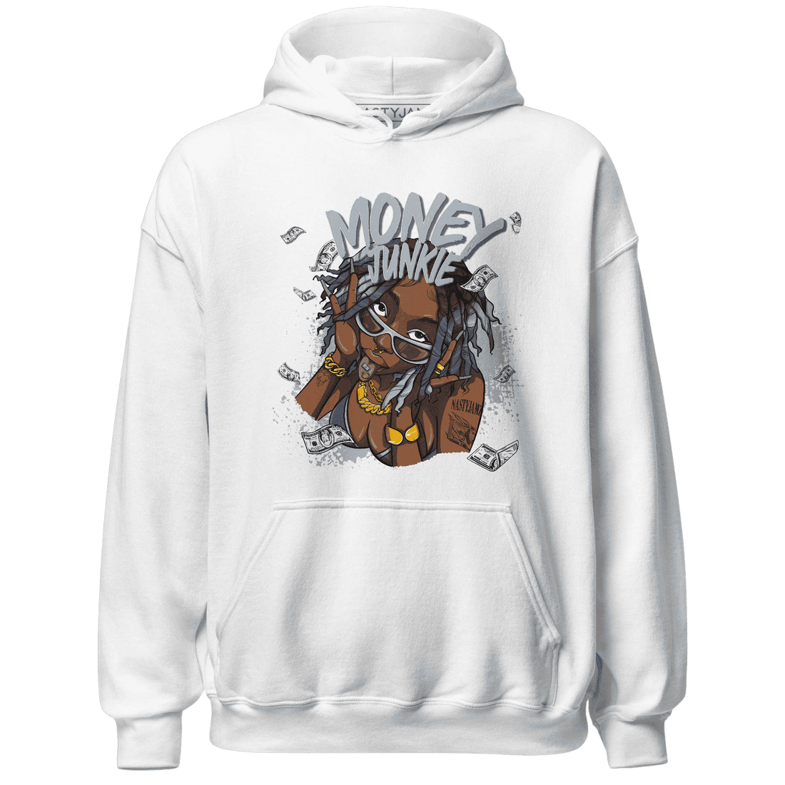 Mid Diffused Blue Grey 1s Hoodie Match Money Junkie - NastyJamz