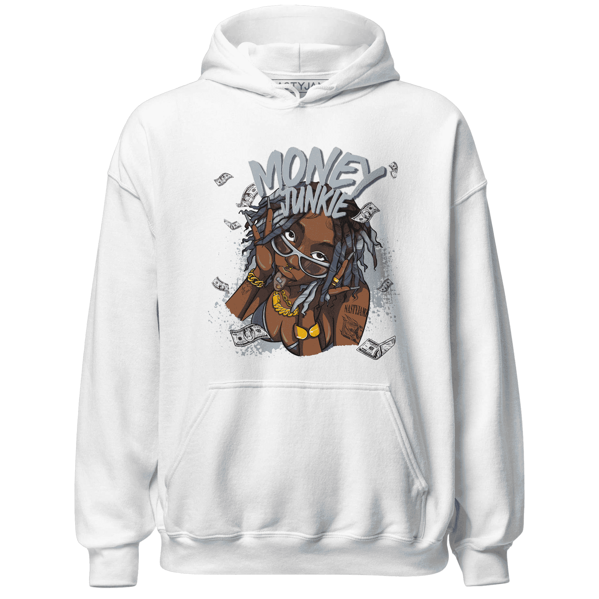 Mid Diffused Blue Grey 1s Hoodie Match Money Junkie - NastyJamz