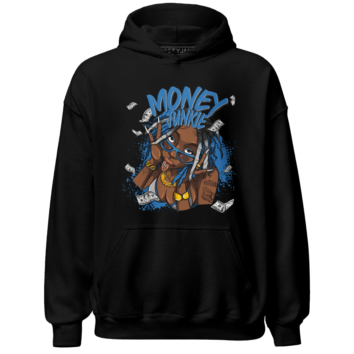 Industrial Blue 4s Hoodie Match Money Junkie - NastyJamz