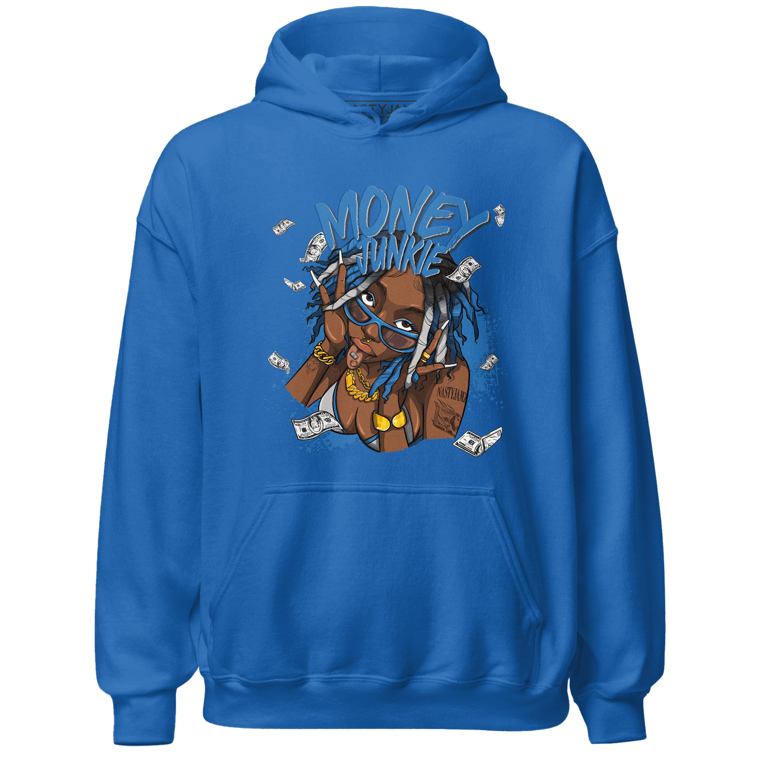 Industrial Blue 4s Hoodie Match Money Junkie - NastyJamz