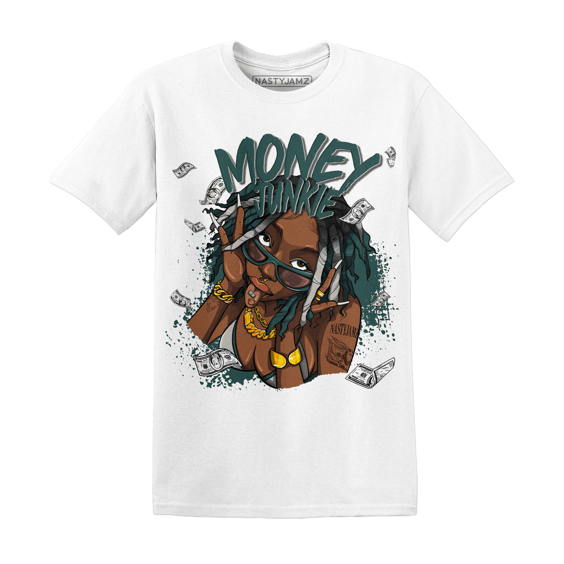 Oxidized Green 4s T Shirt Match Money Junkie - NastyJamz