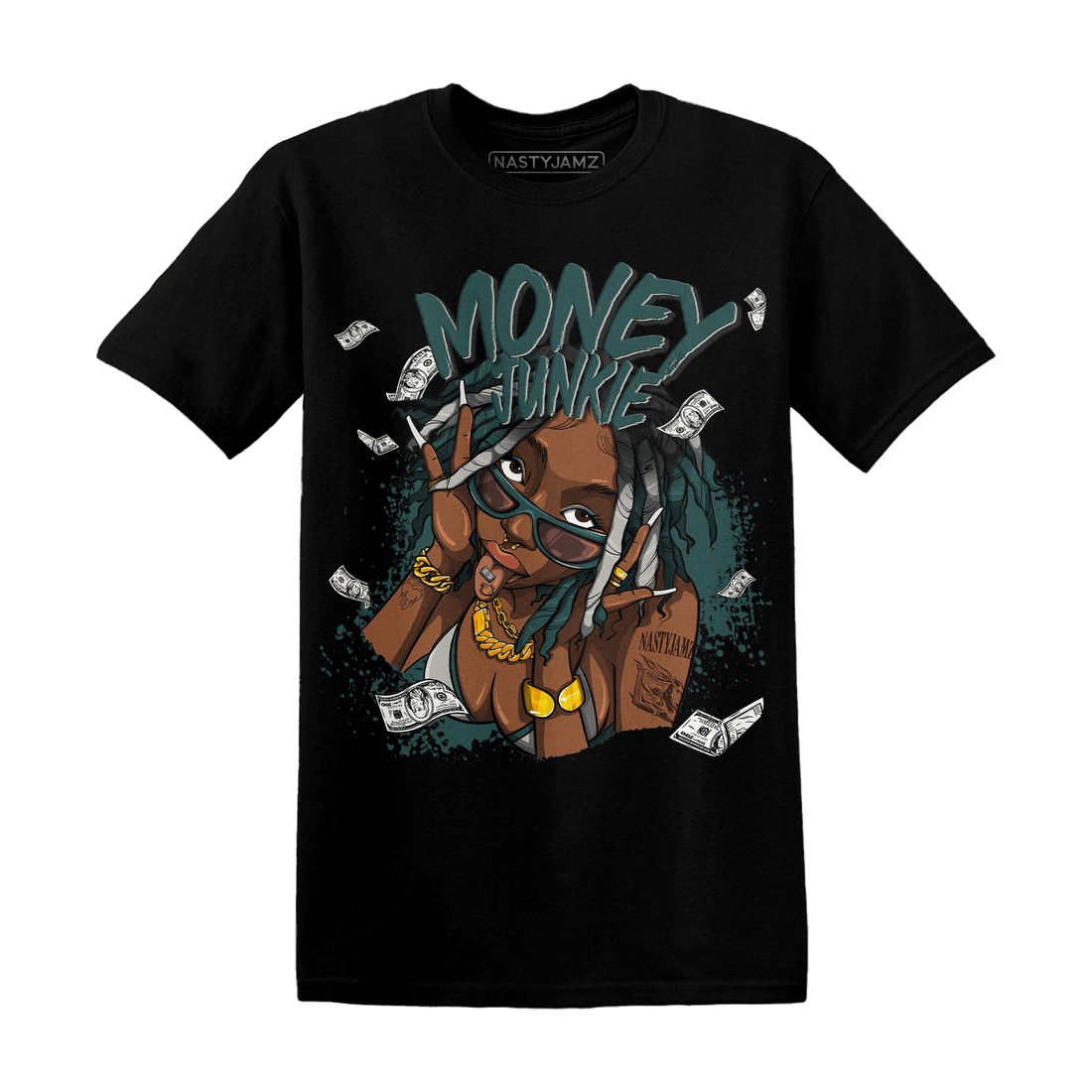 Oxidized Green 4s T Shirt Match Money Junkie - NastyJamz