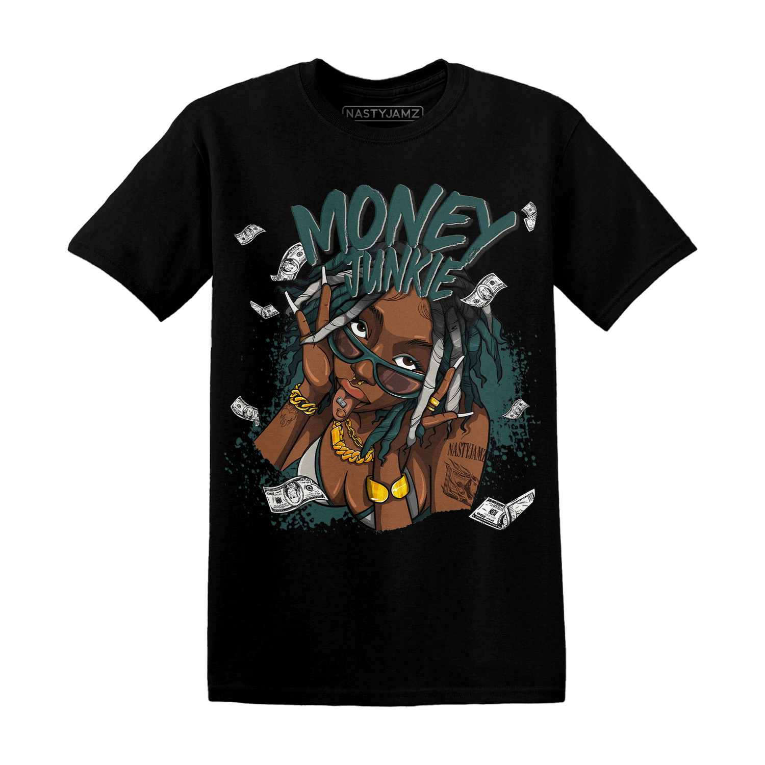 Oxidized Green 4s T Shirt Match Money Junkie - NastyJamz