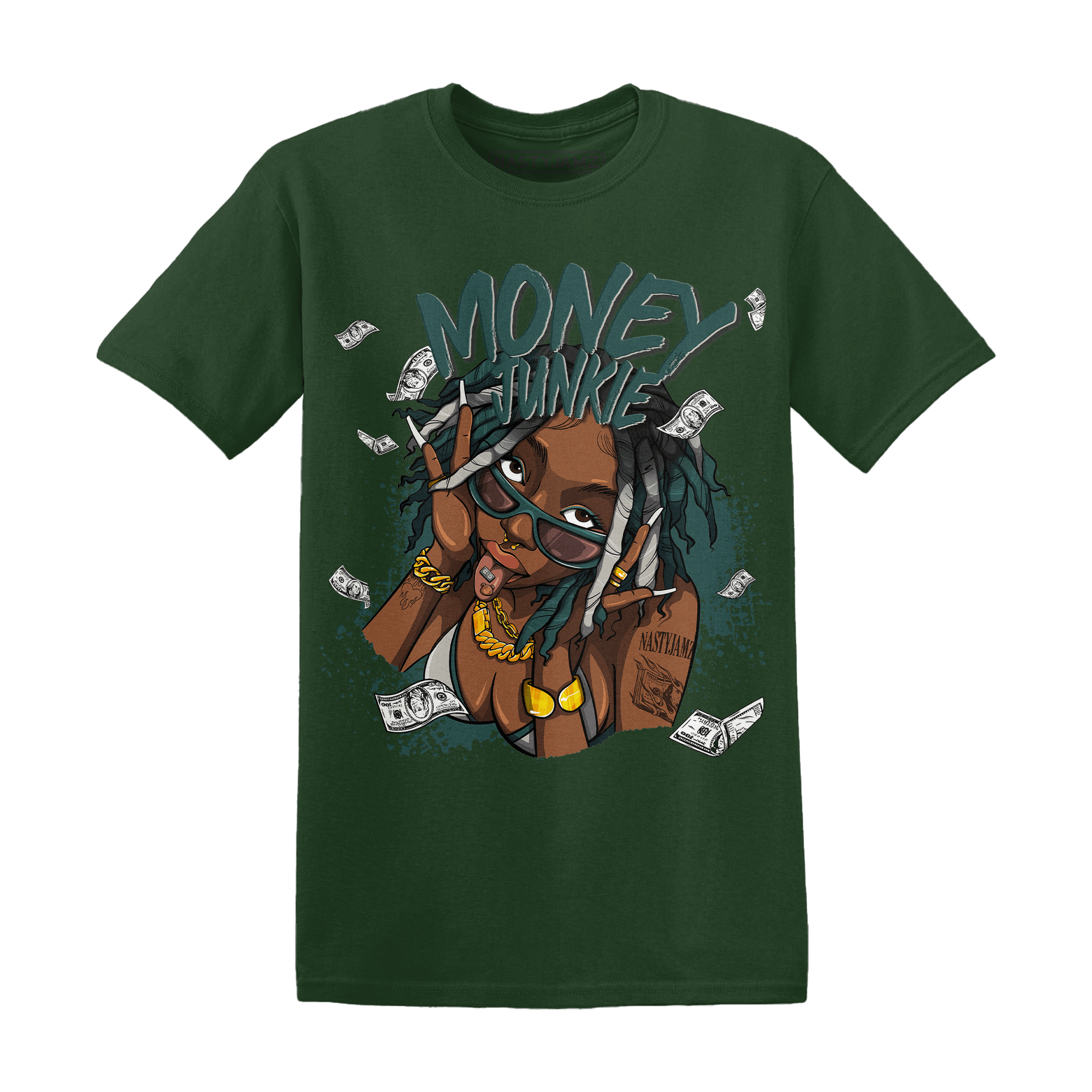 Oxidized Green 4s T Shirt Match Money Junkie - NastyJamz
