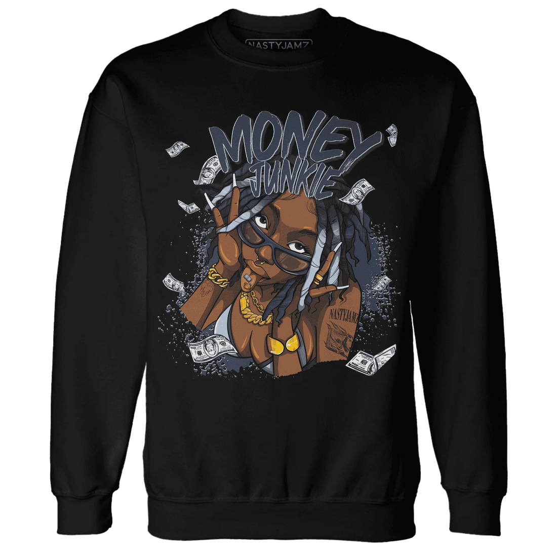 White-Navy-6s-Sweatshirt-Match-Money-Junkie