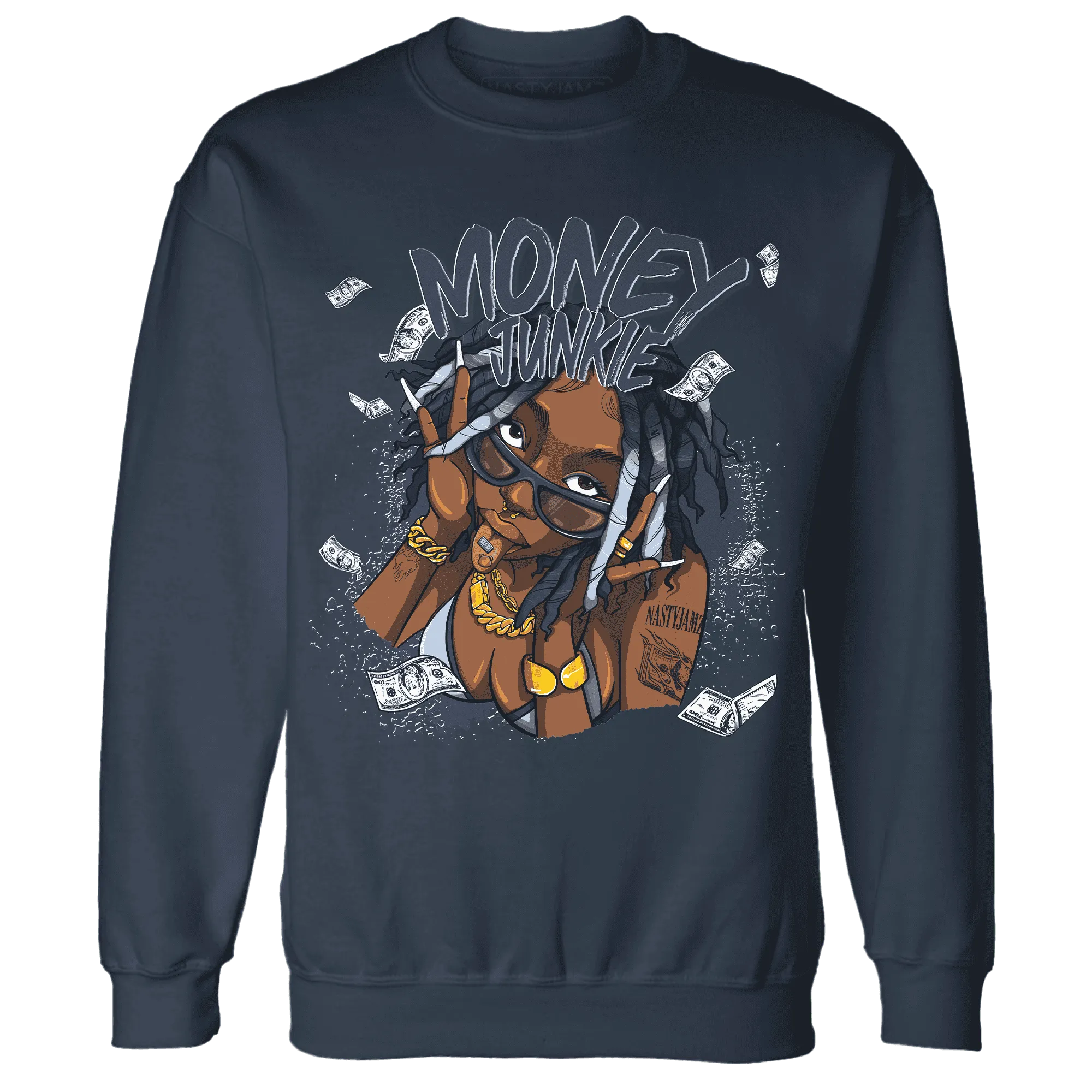 White-Navy-6s-Sweatshirt-Match-Money-Junkie