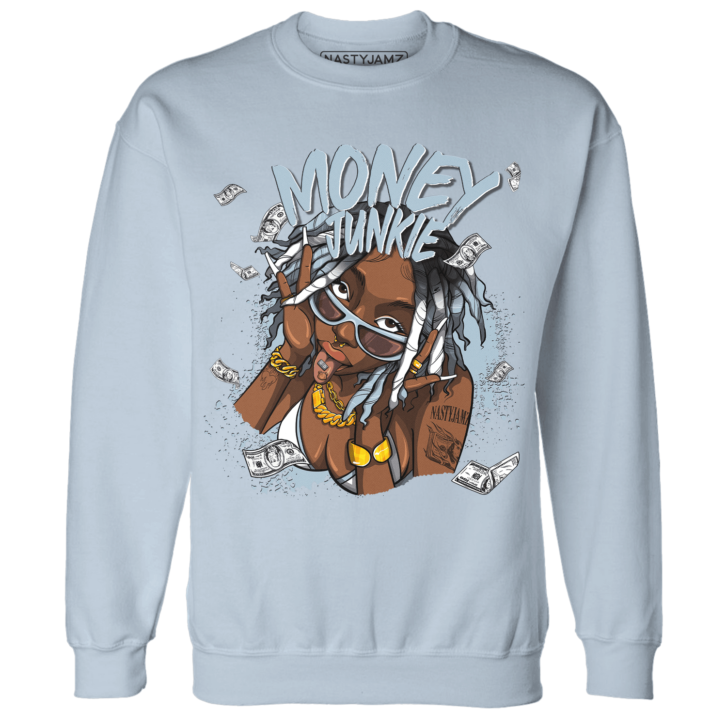 Blue Grey 13s Sweatshirt Match Money Junkie - NastyJamz