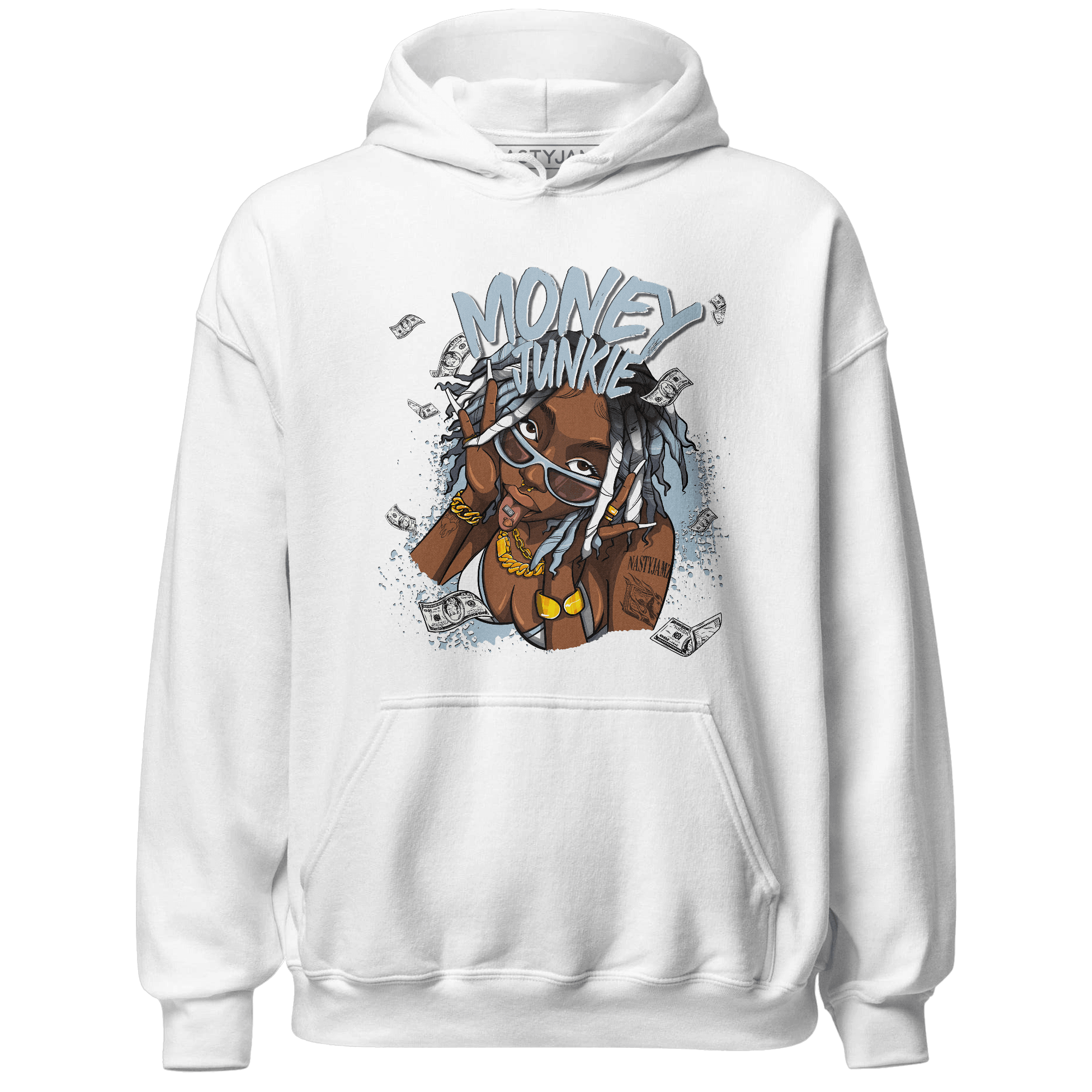 Blue Grey 13s Hoodie Match Money Junkie - NastyJamz