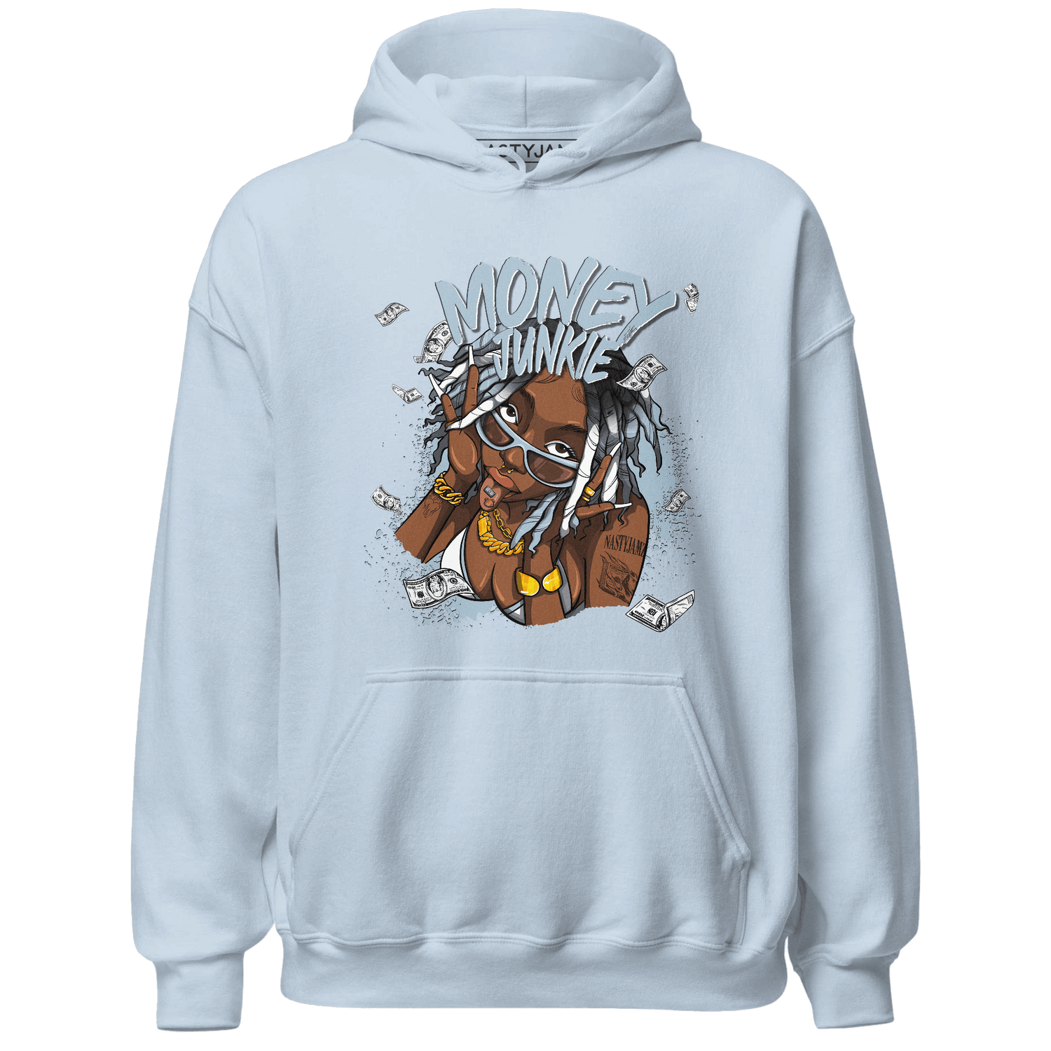 Blue Grey 13s Hoodie Match Money Junkie - NastyJamz