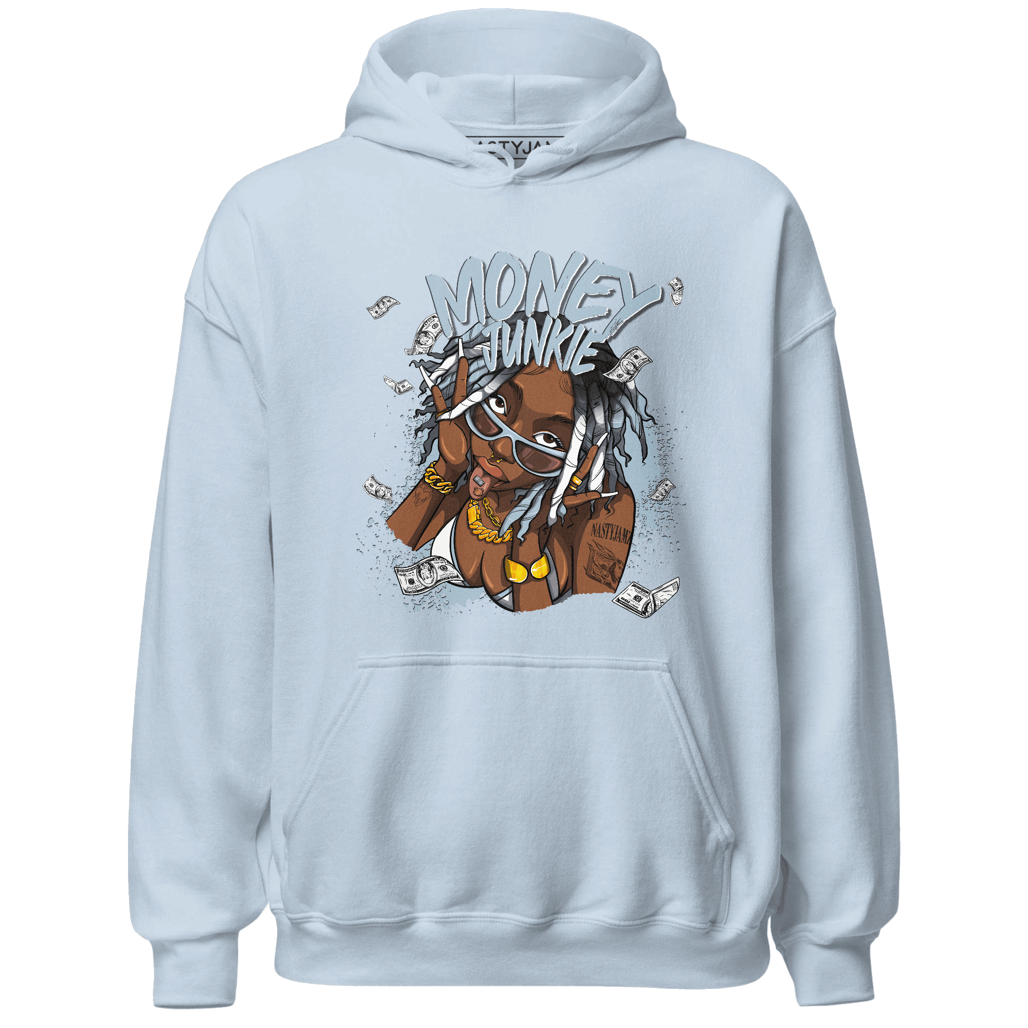 Blue Grey 13s Hoodie Match Money Junkie - NastyJamz