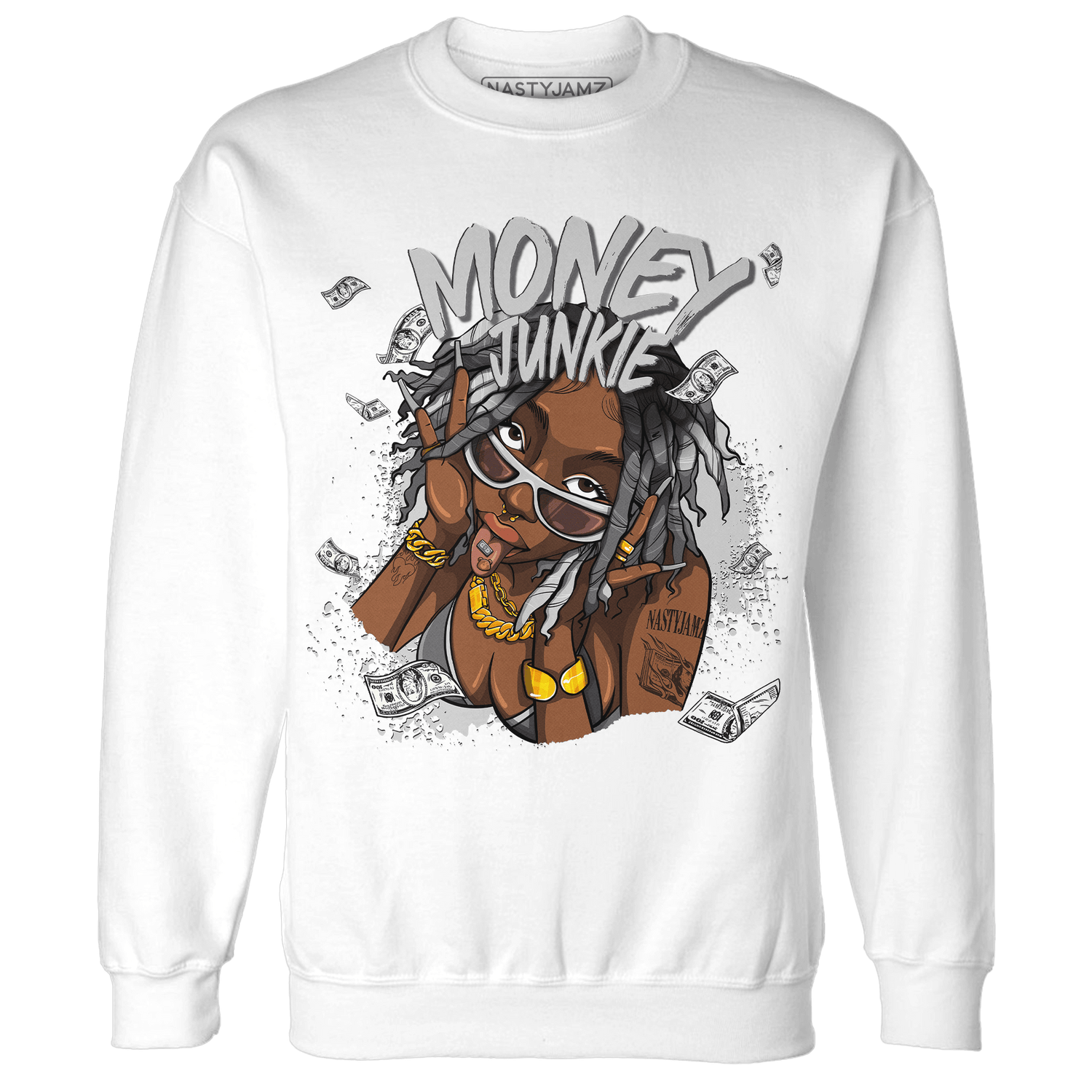 Retro High OG Black White 1s Sweatshirt Match Money Junkie - NastyJamz