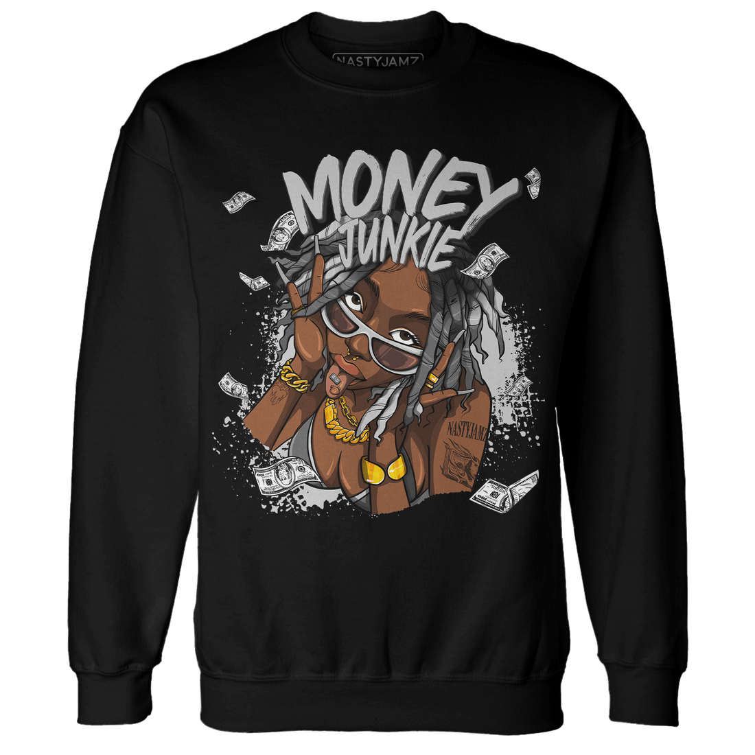 Retro High OG Black White 1s Sweatshirt Match Money Junkie - NastyJamz