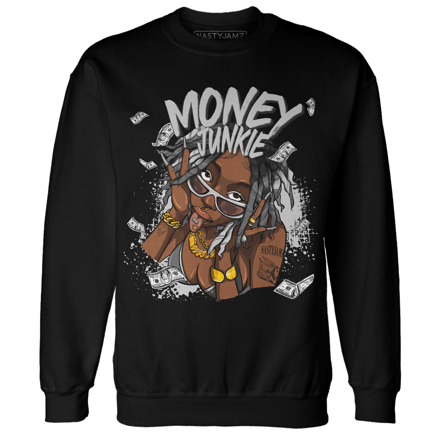 Retro High OG Black White 1s Sweatshirt Match Money Junkie - NastyJamz
