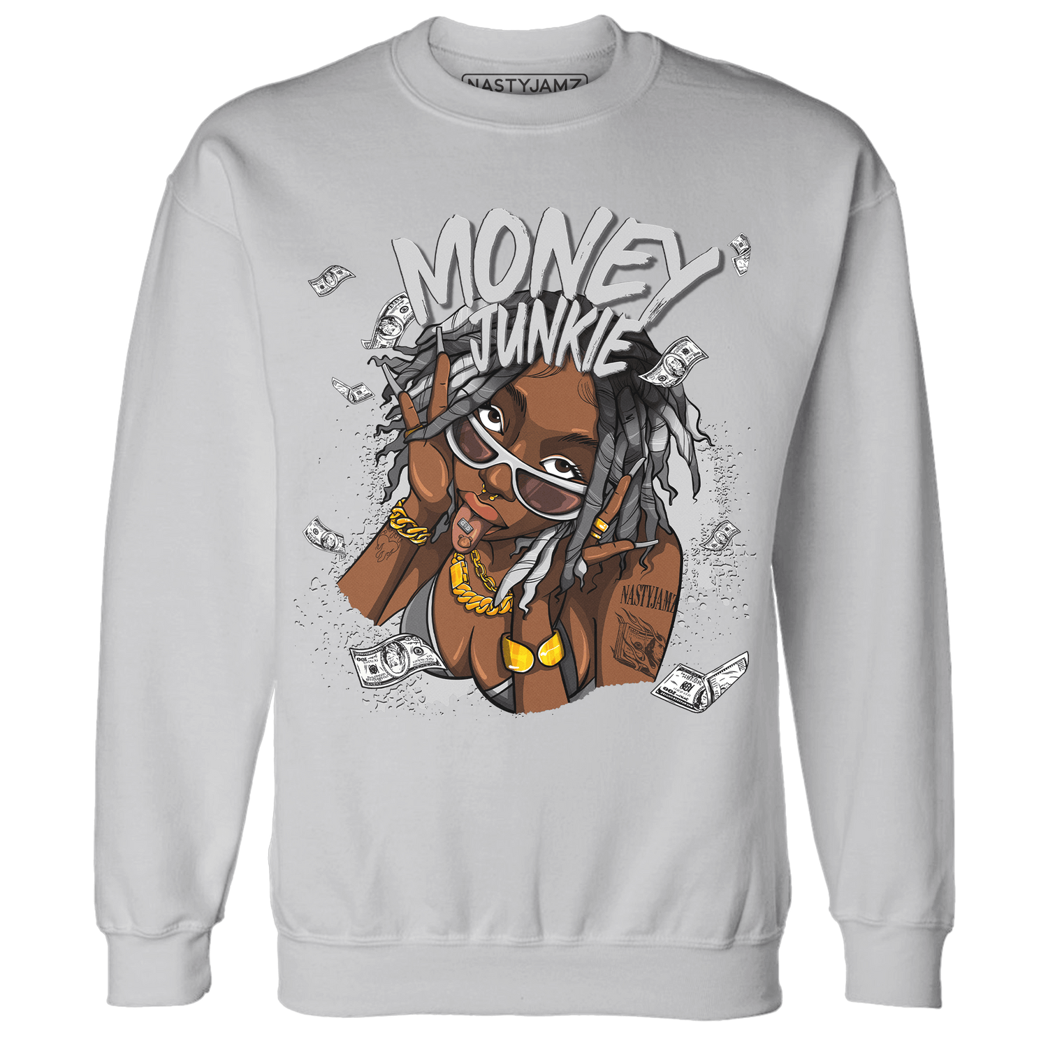 Retro High OG Black White 1s Sweatshirt Match Money Junkie - NastyJamz