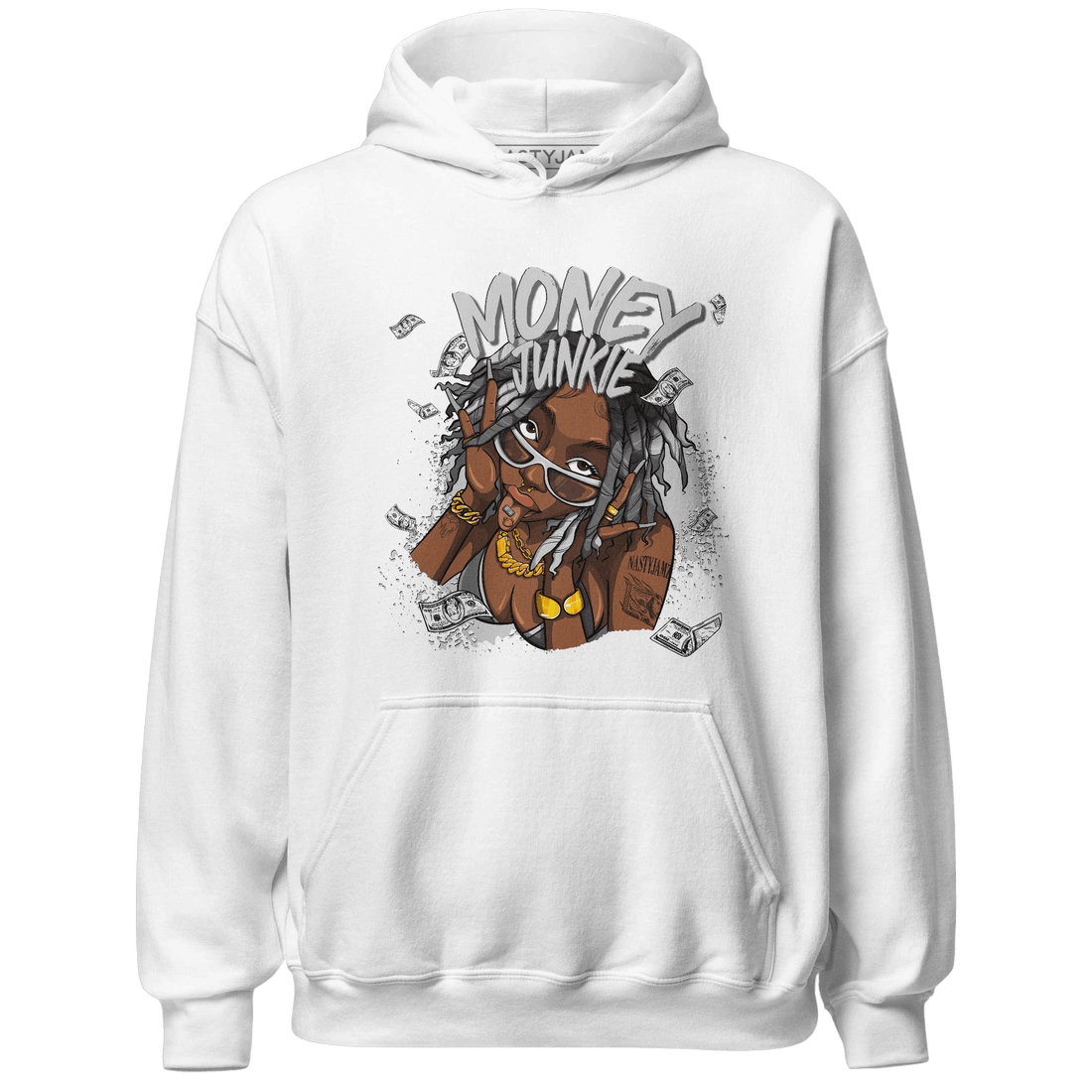 Retro High OG Black White 1s Hoodie Match Money Junkie - NastyJamz