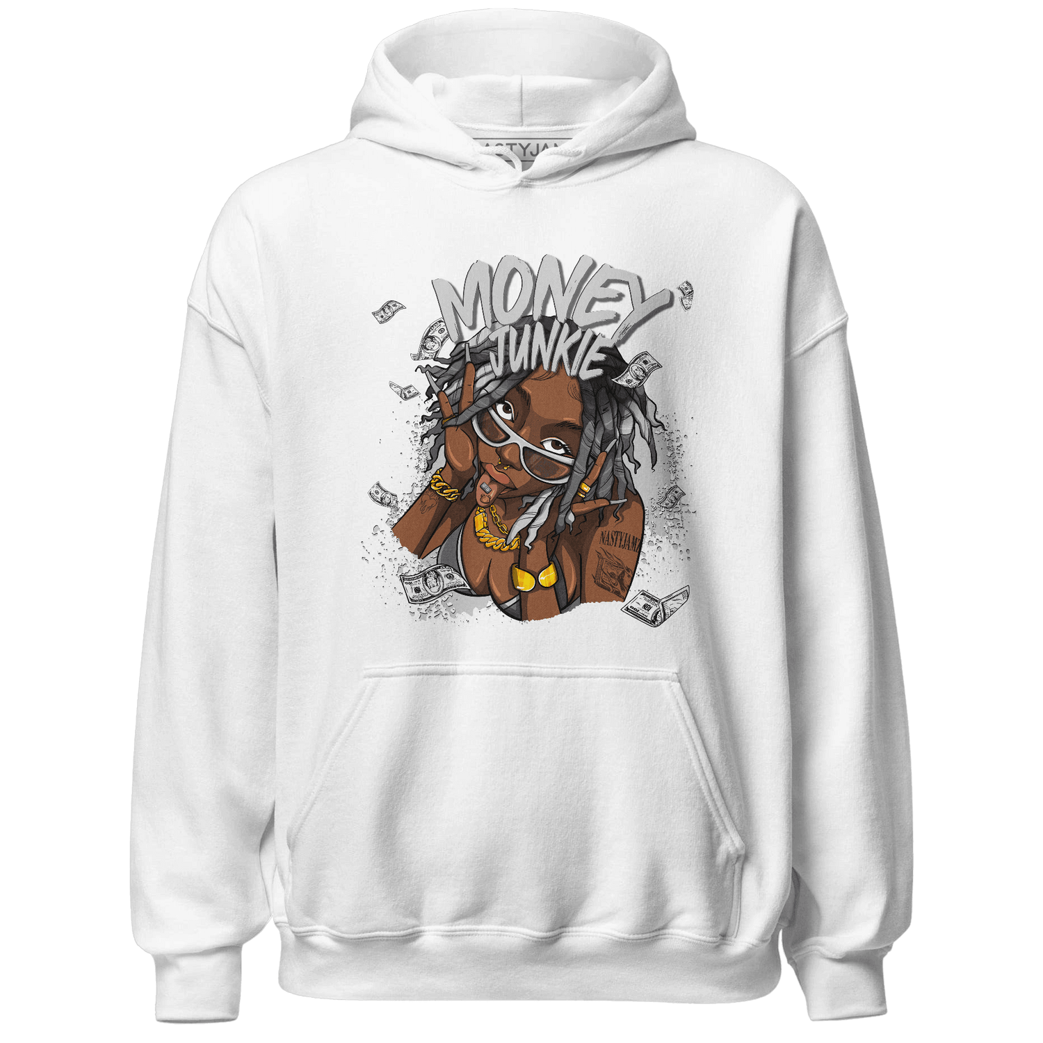 Retro High OG Black White 1s Hoodie Match Money Junkie - NastyJamz