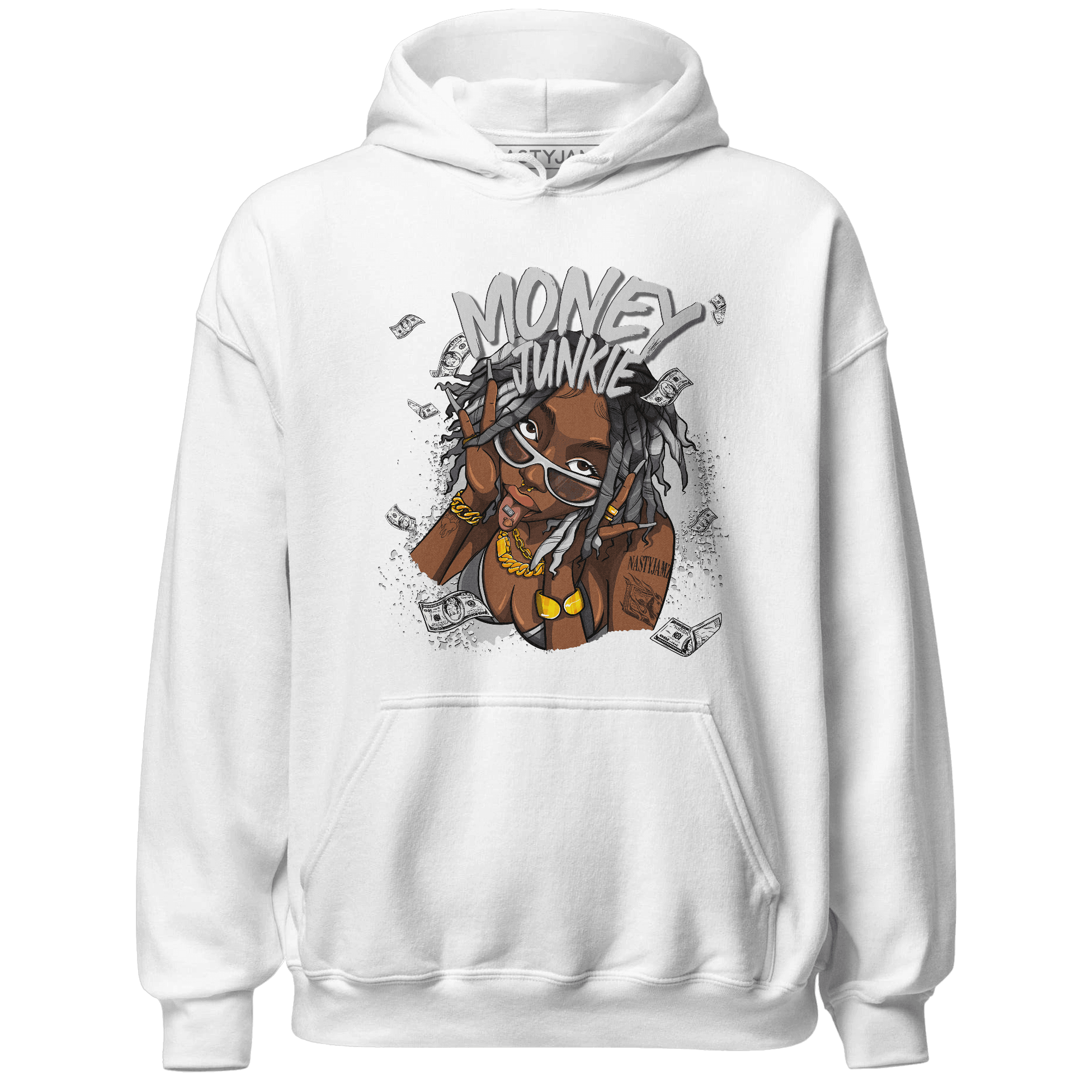 Retro High OG Black White 1s Hoodie Match Money Junkie - NastyJamz