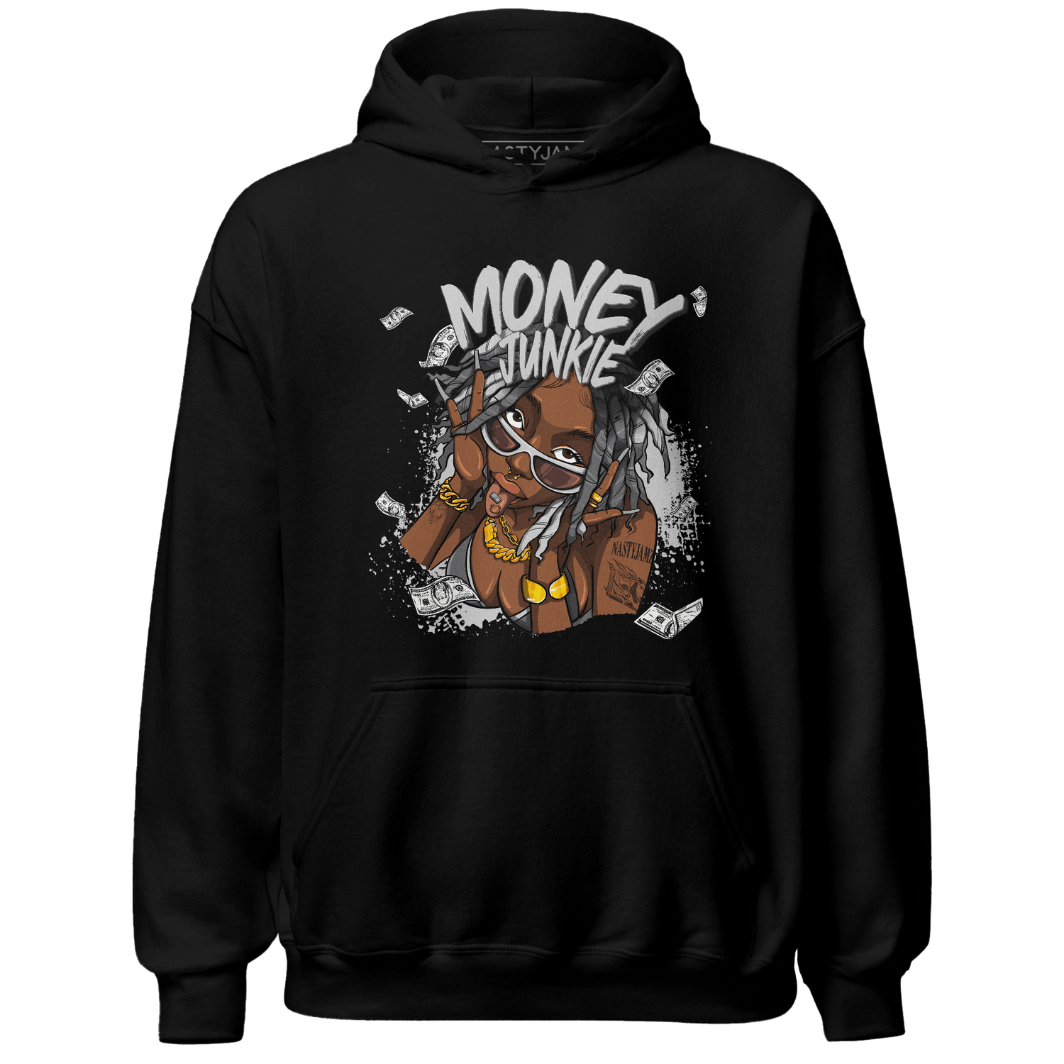 Retro High OG Black White 1s Hoodie Match Money Junkie - NastyJamz