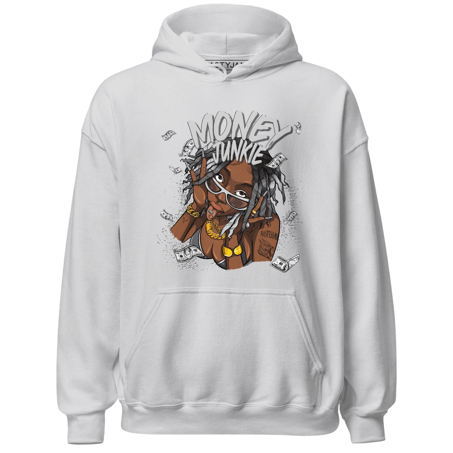Retro High OG Black White 1s Hoodie Match Money Junkie - NastyJamz