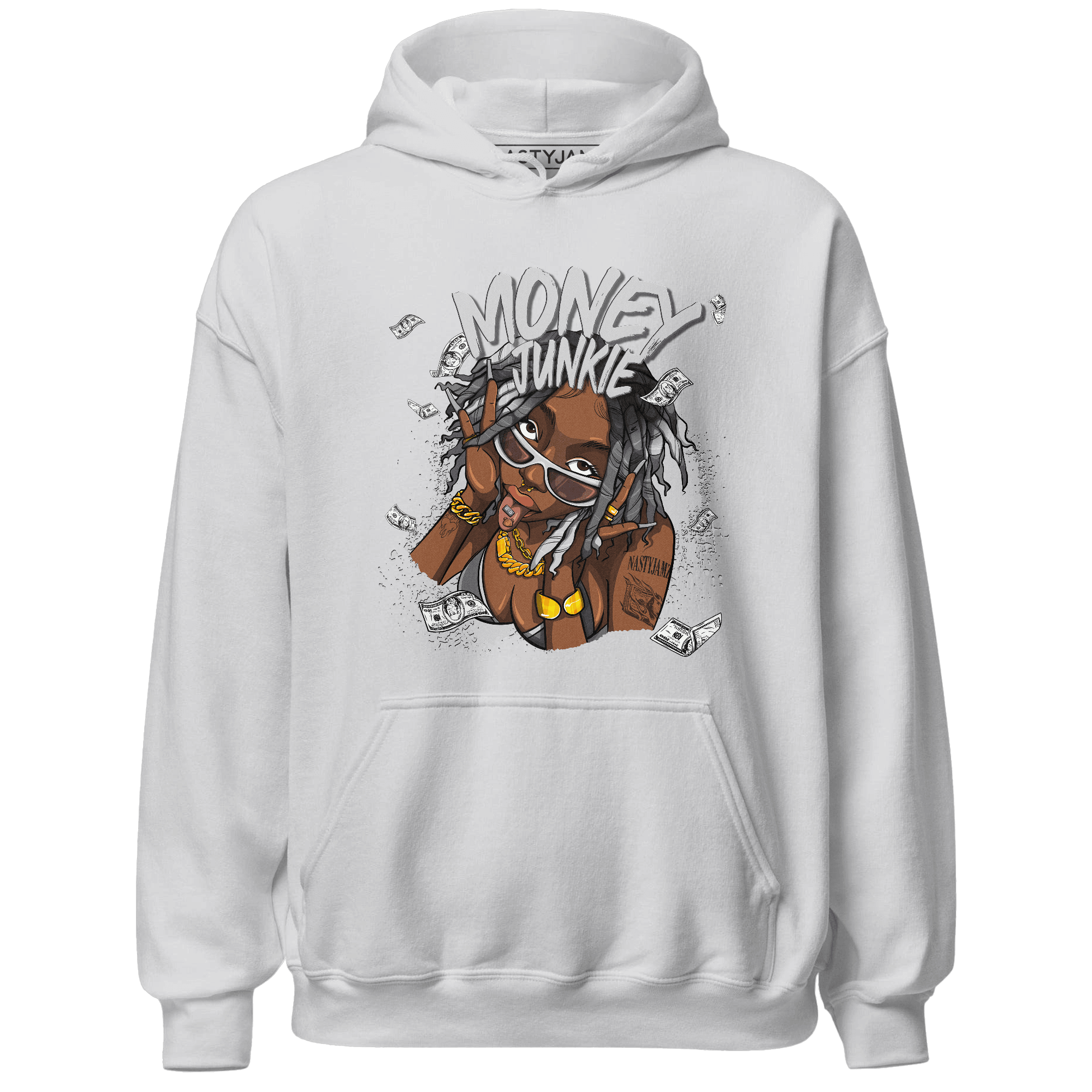 Retro High OG Black White 1s Hoodie Match Money Junkie - NastyJamz