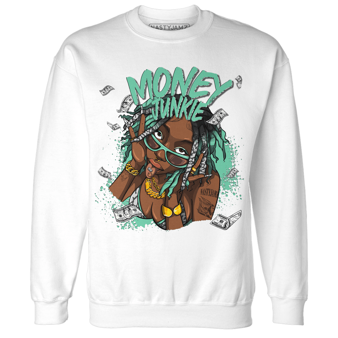 Green Glow 3s Sweatshirt Match Money Junkie - NastyJamz
