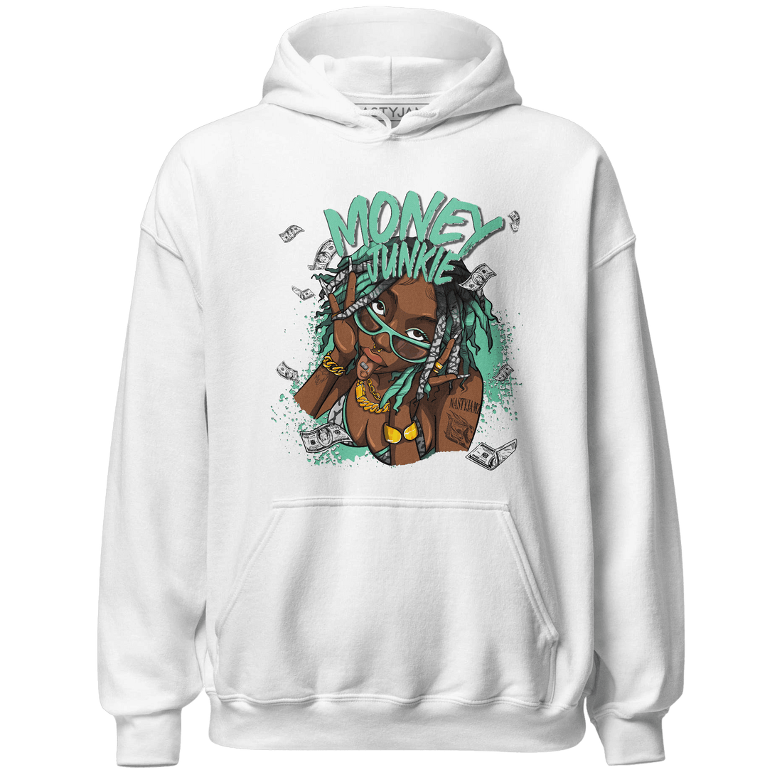 Green Glow 3s Hoodie Match Money Junkie - NastyJamz