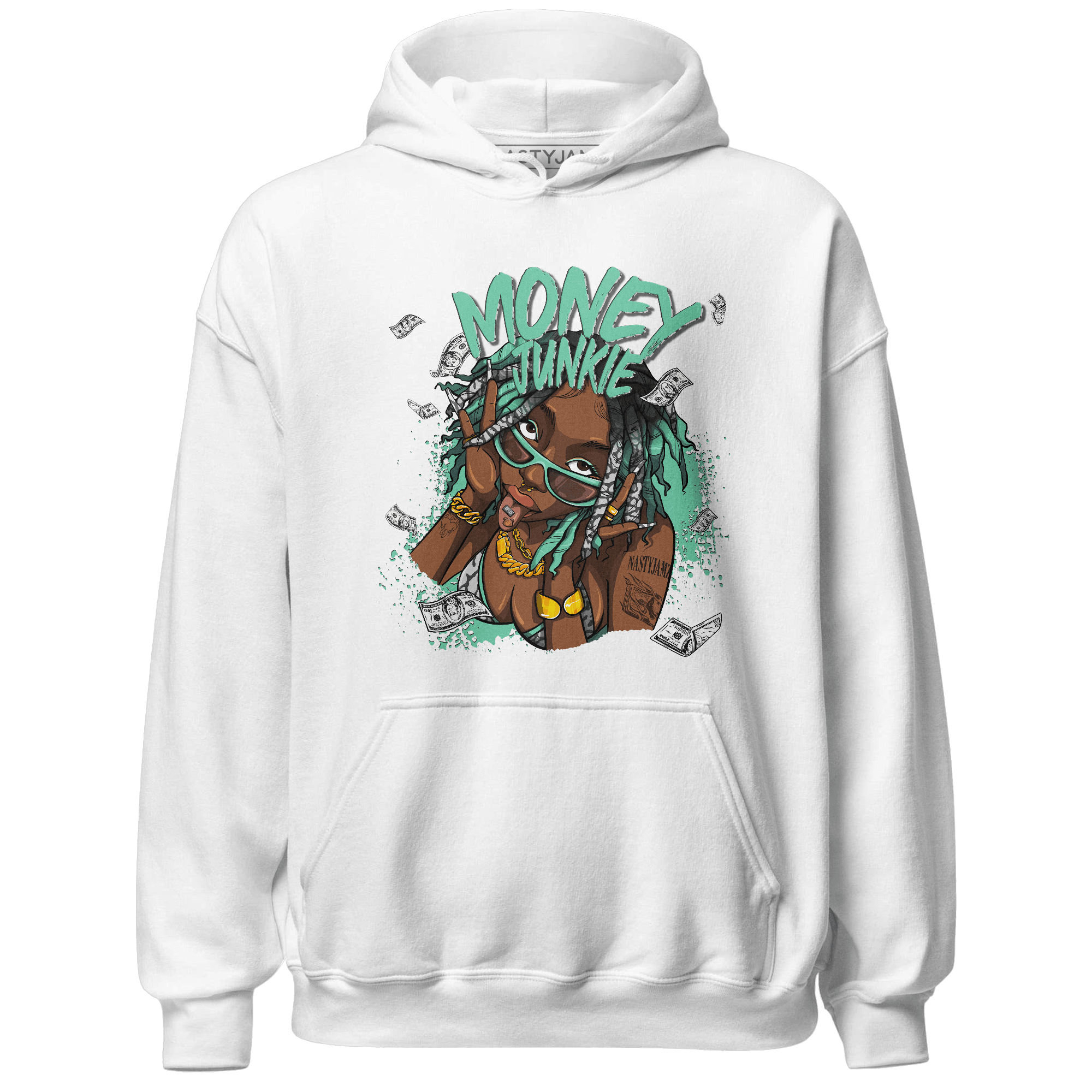 Green Glow 3s Hoodie Match Money Junkie - NastyJamz