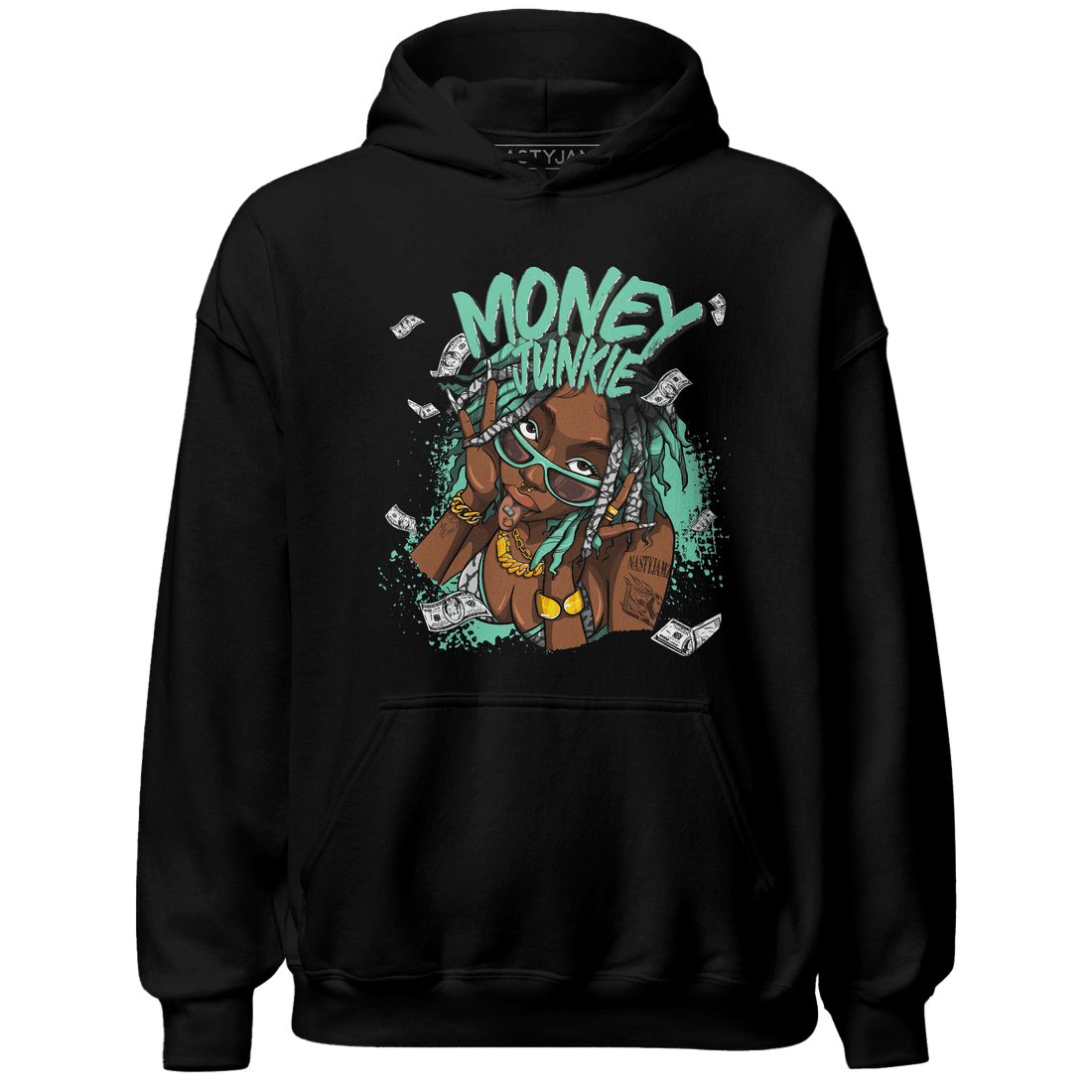 Green Glow 3s Hoodie Match Money Junkie - NastyJamz
