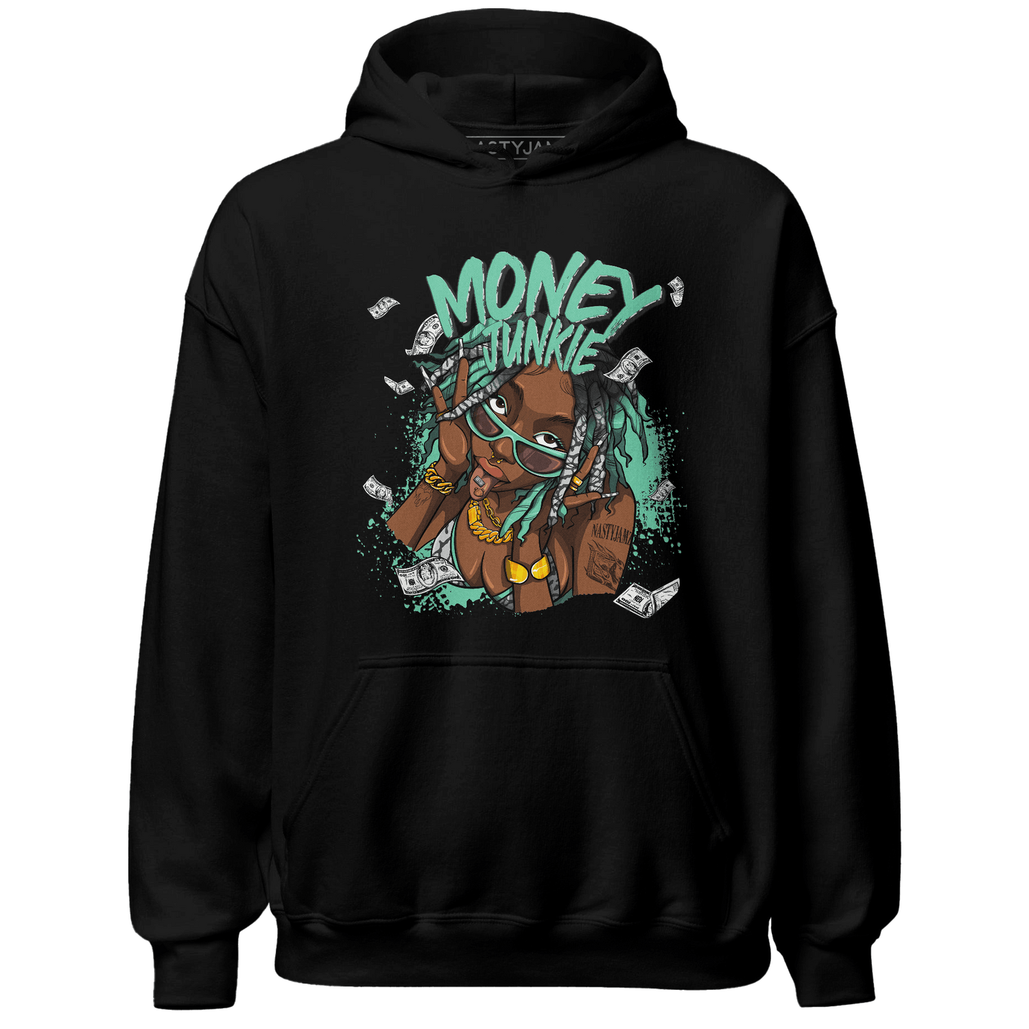Green Glow 3s Hoodie Match Money Junkie - NastyJamz