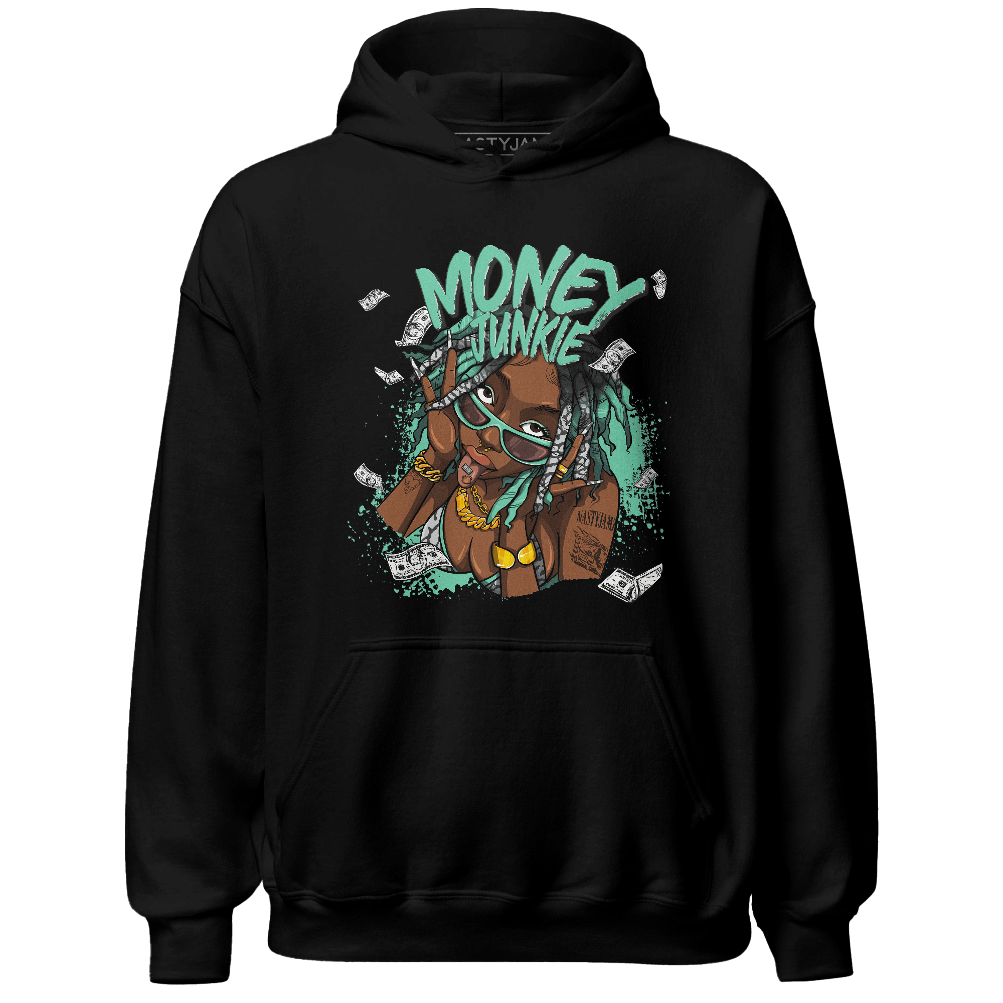 Green Glow 3s Hoodie Match Money Junkie - NastyJamz