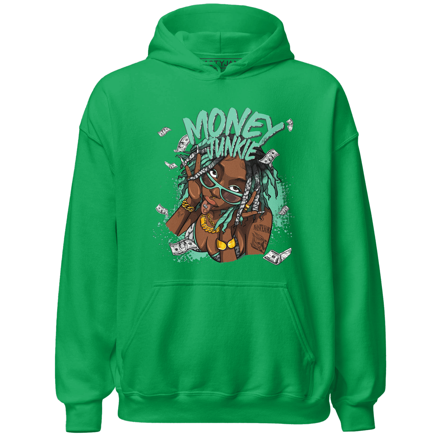 Green Glow 3s Hoodie Match Money Junkie - NastyJamz