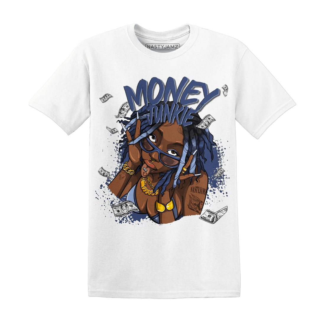 Midnight Navy 5s T Shirt Match Money Junkie - NastyJamz