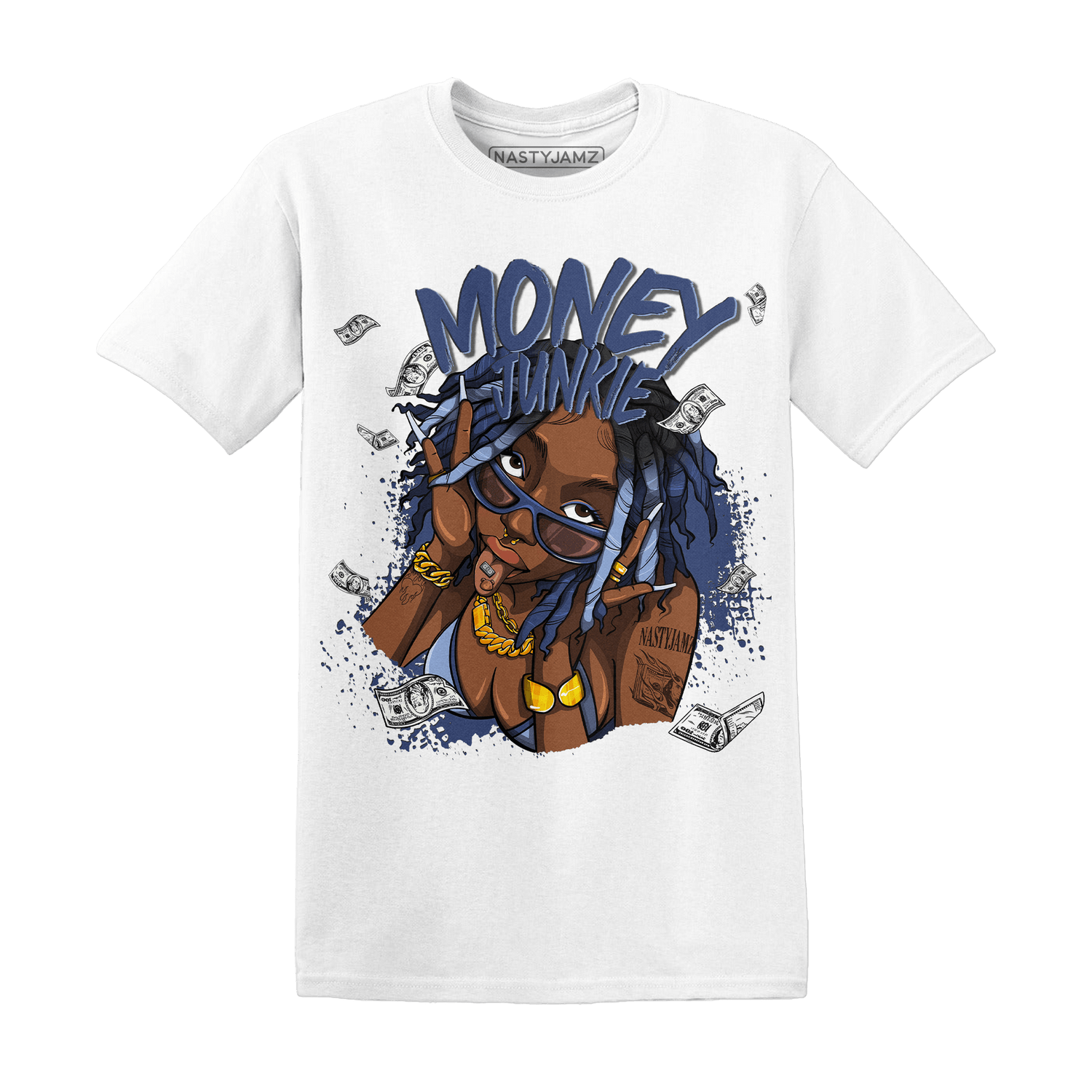 Midnight Navy 5s T Shirt Match Money Junkie - NastyJamz