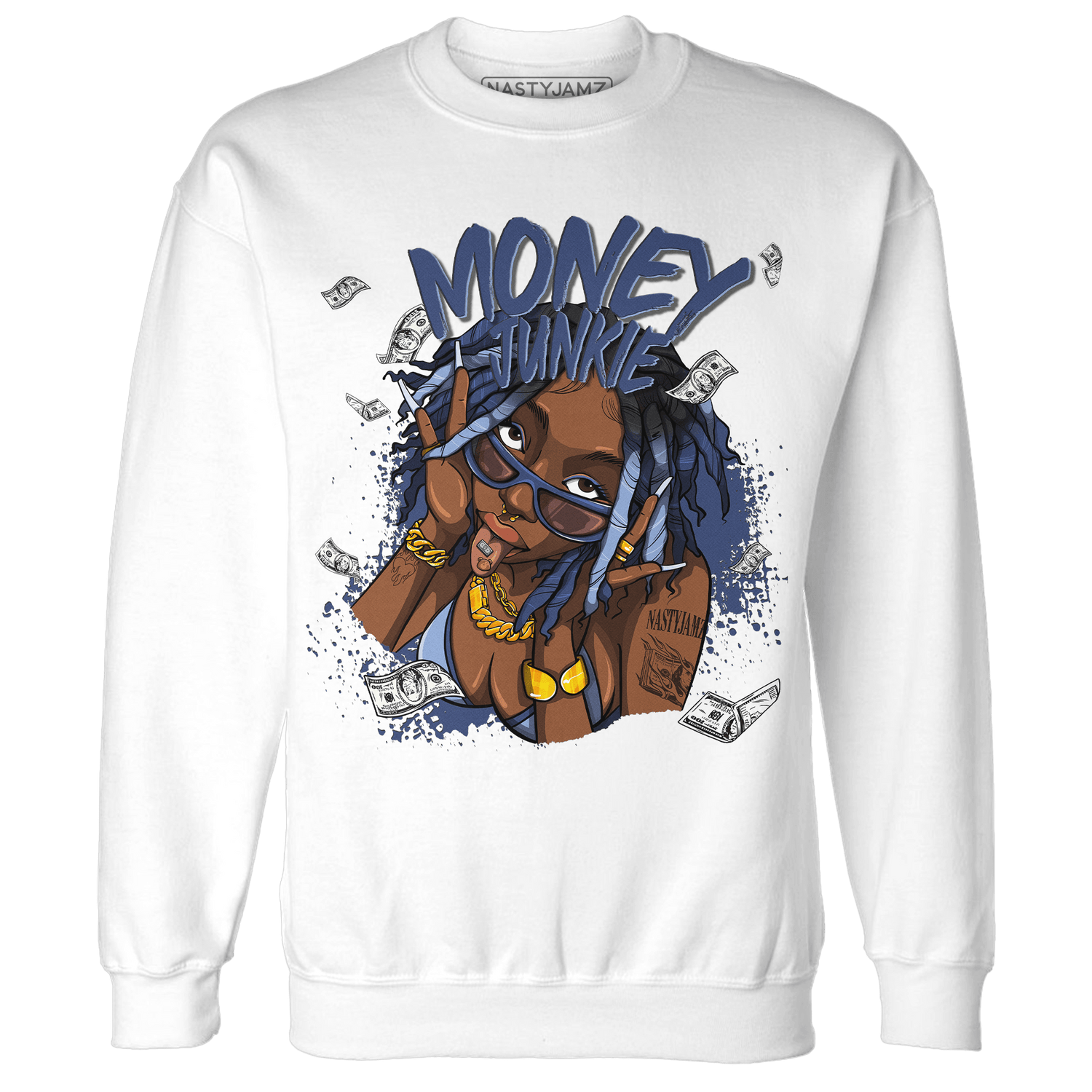 Midnight Navy 5s Sweatshirt Match Money Junkie - NastyJamz