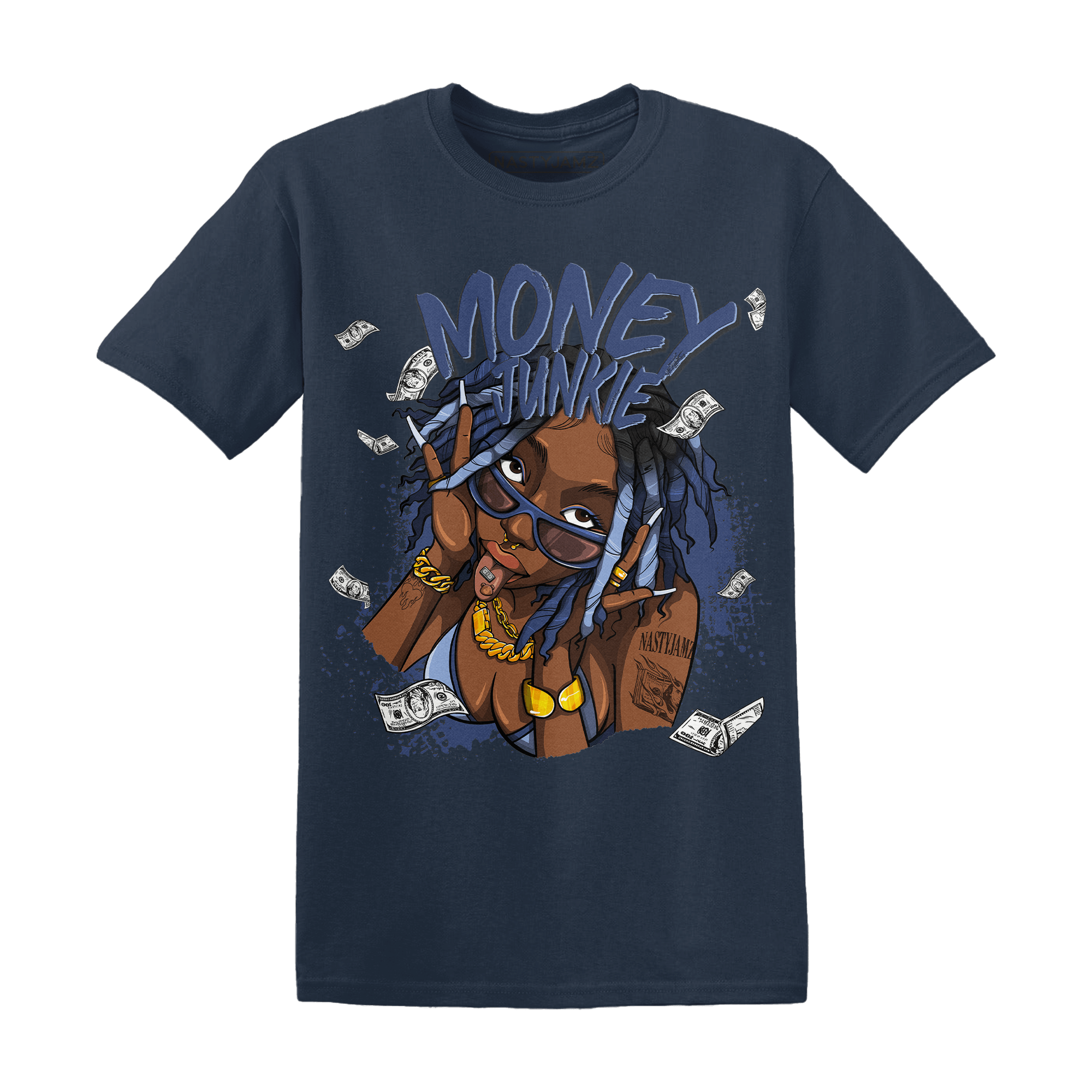 Midnight Navy 5s T Shirt Match Money Junkie - NastyJamz