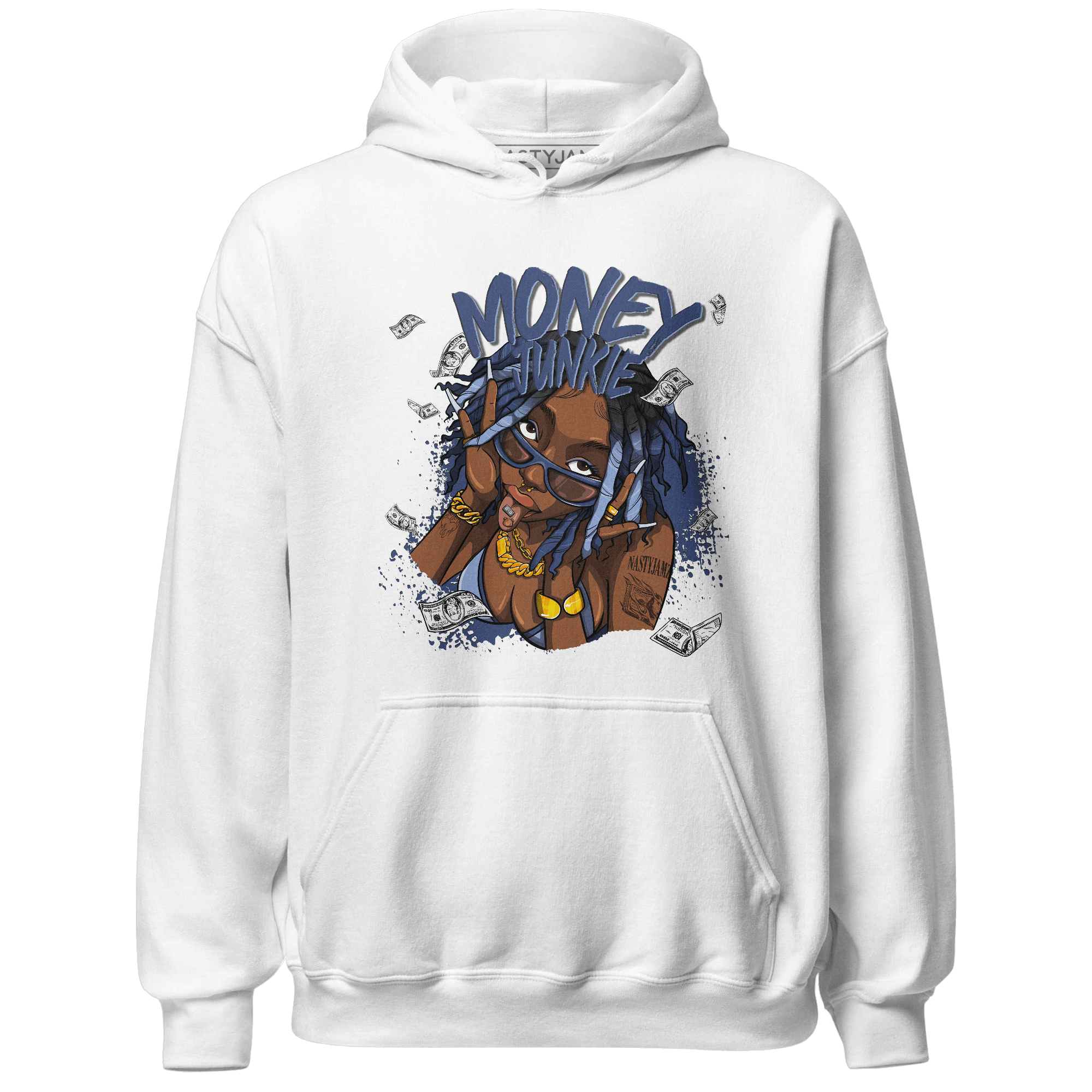 Midnight Navy 5s Hoodie Match Money Junkie - NastyJamz