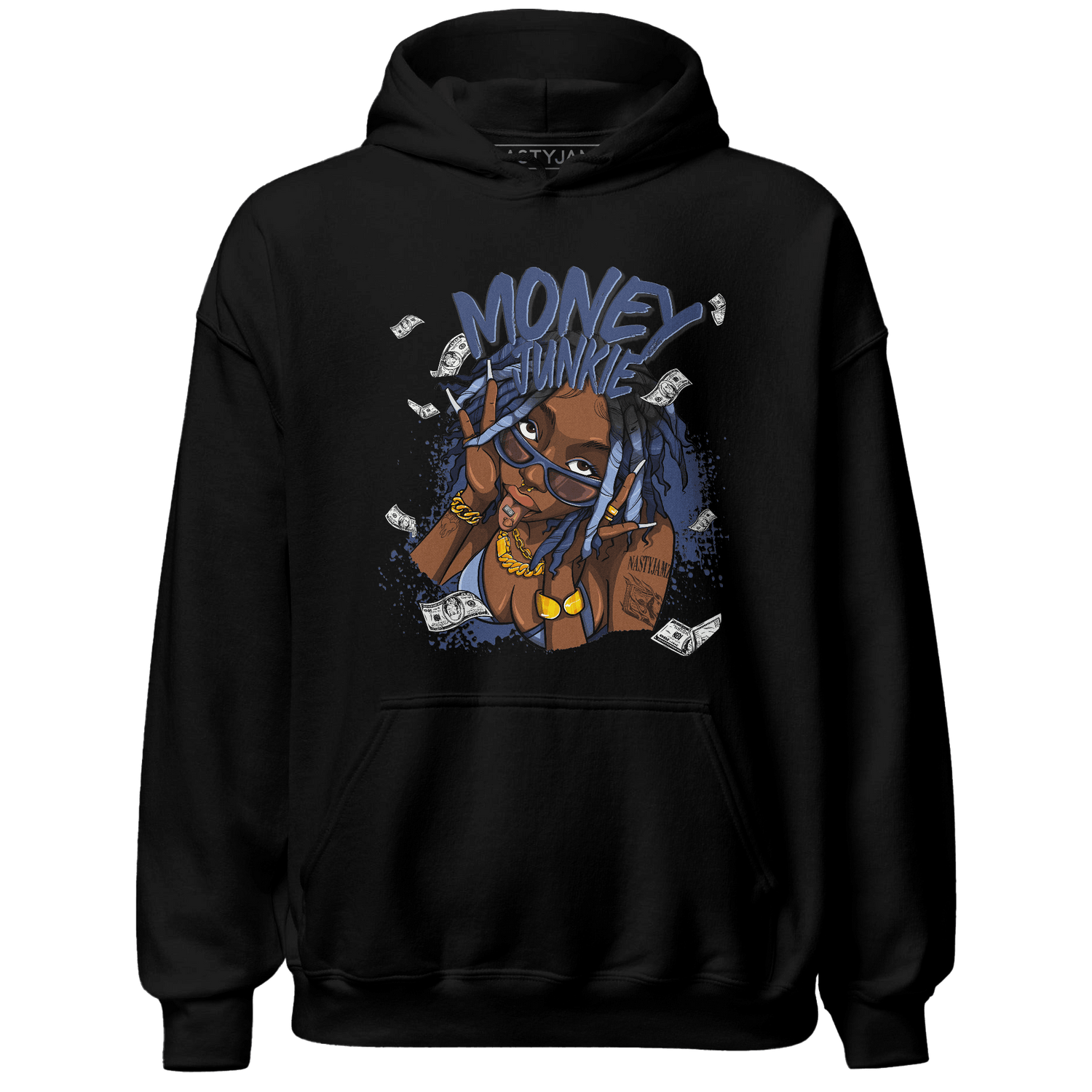 Midnight Navy 5s Hoodie Match Money Junkie - NastyJamz