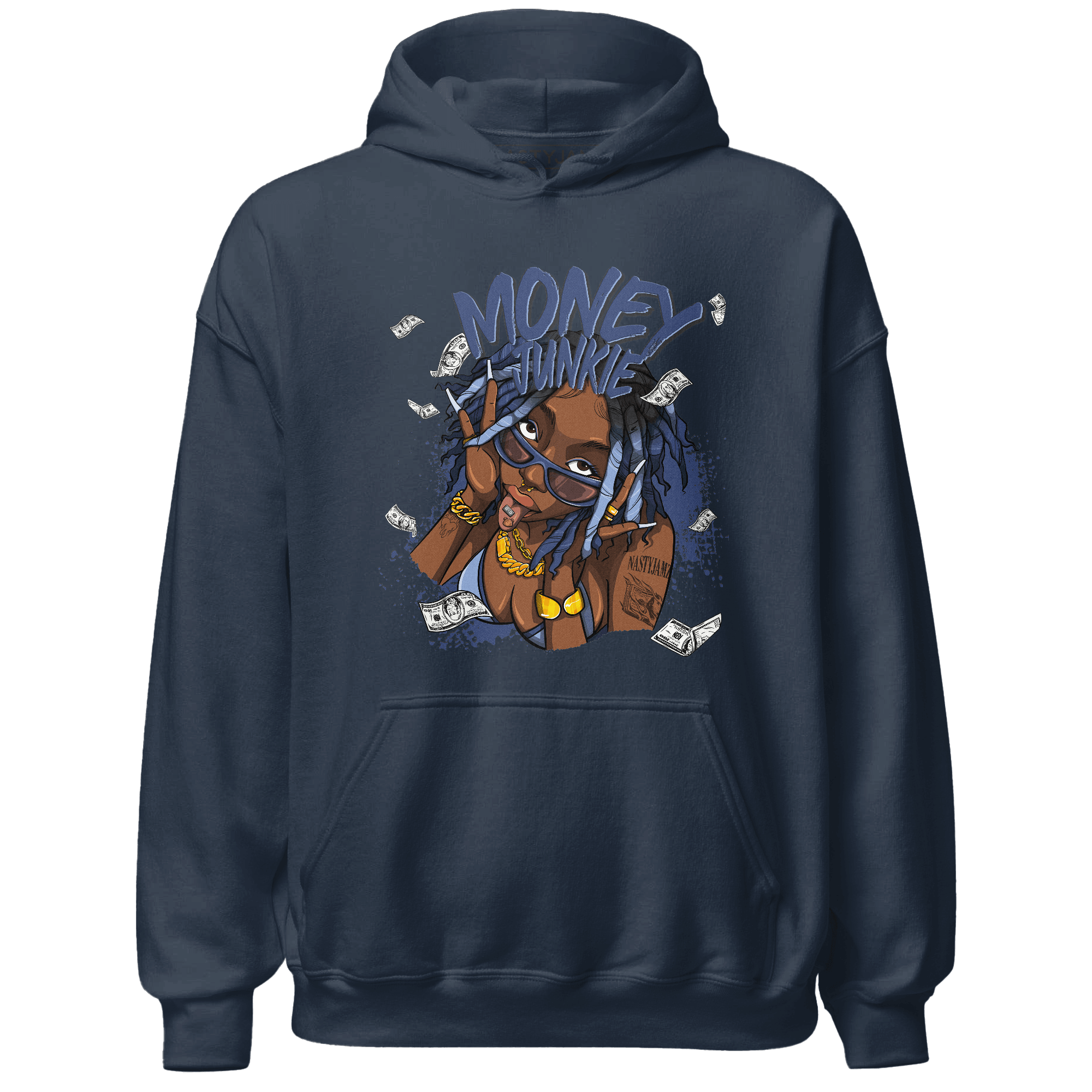 Midnight Navy 5s Hoodie Match Money Junkie - NastyJamz