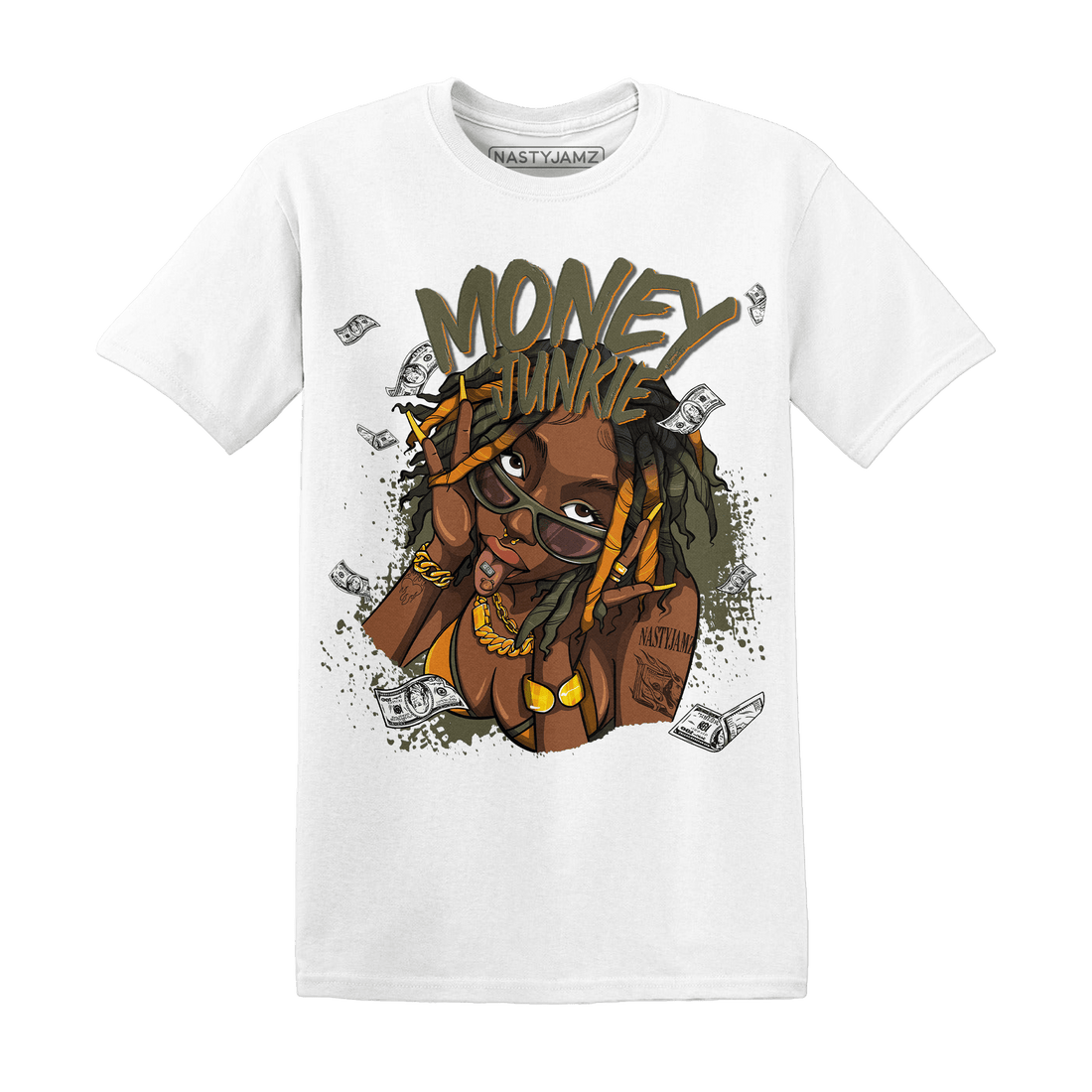 Olive 5s T Shirt Match Money Junkie - NastyJamz