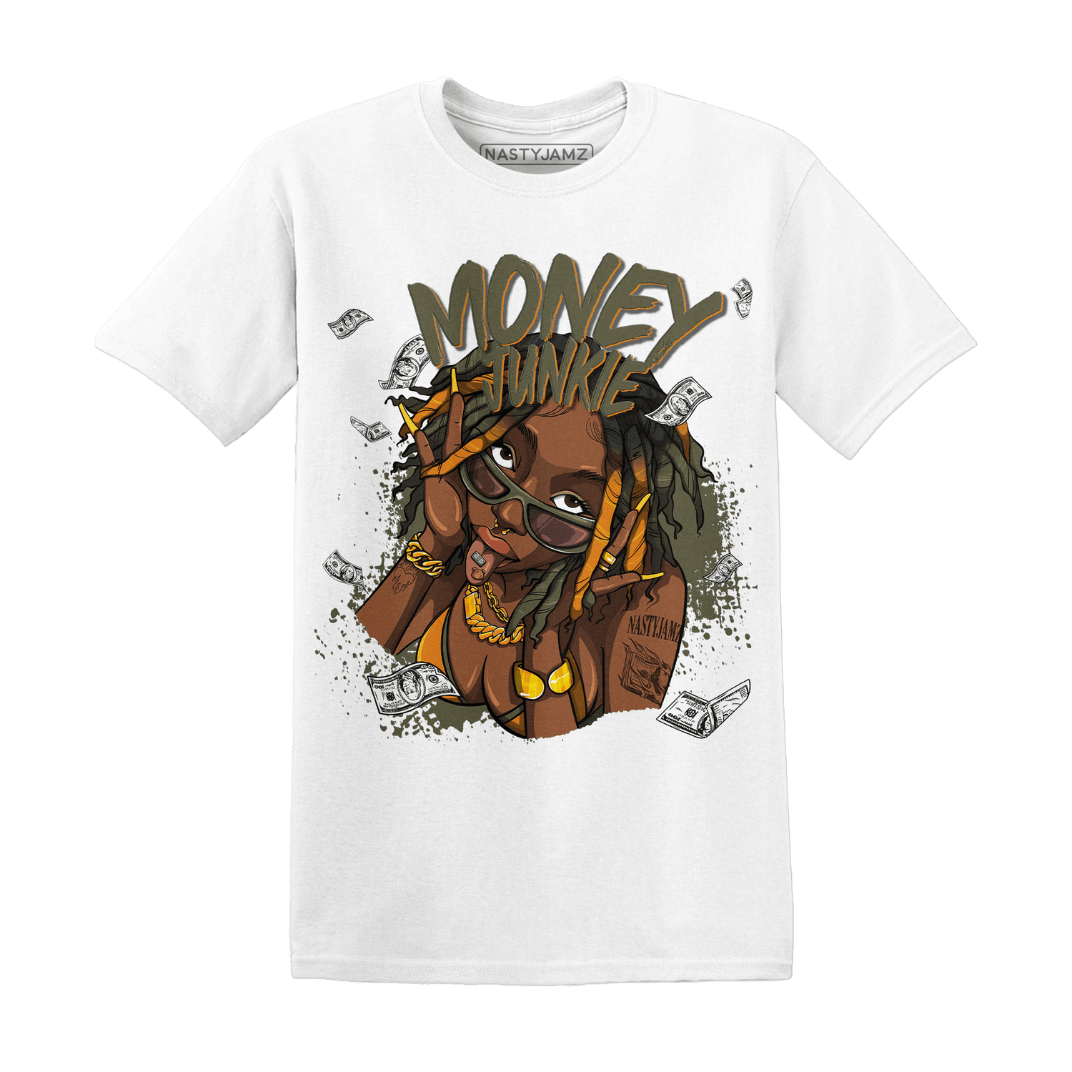 Olive 5s T Shirt Match Money Junkie - NastyJamz