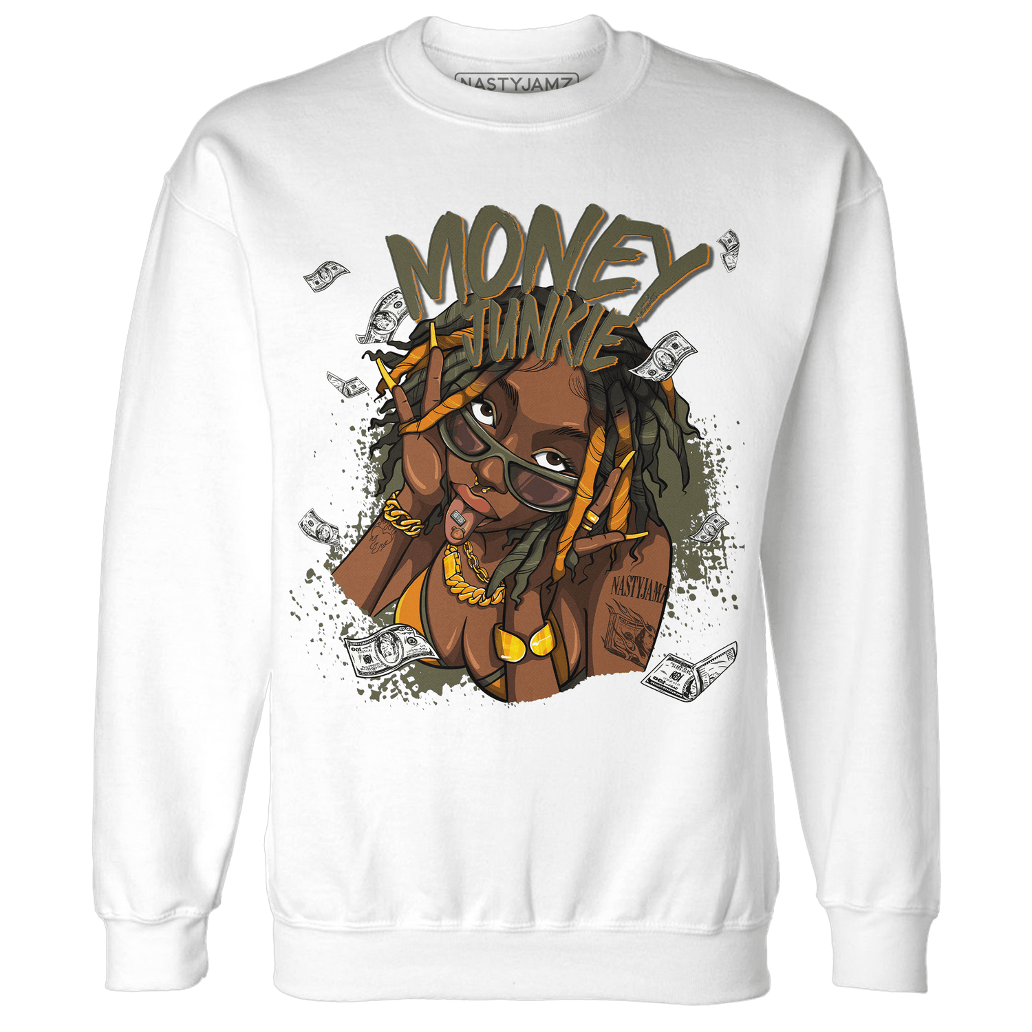 Olive 5s Sweatshirt Match Money Junkie - NastyJamz