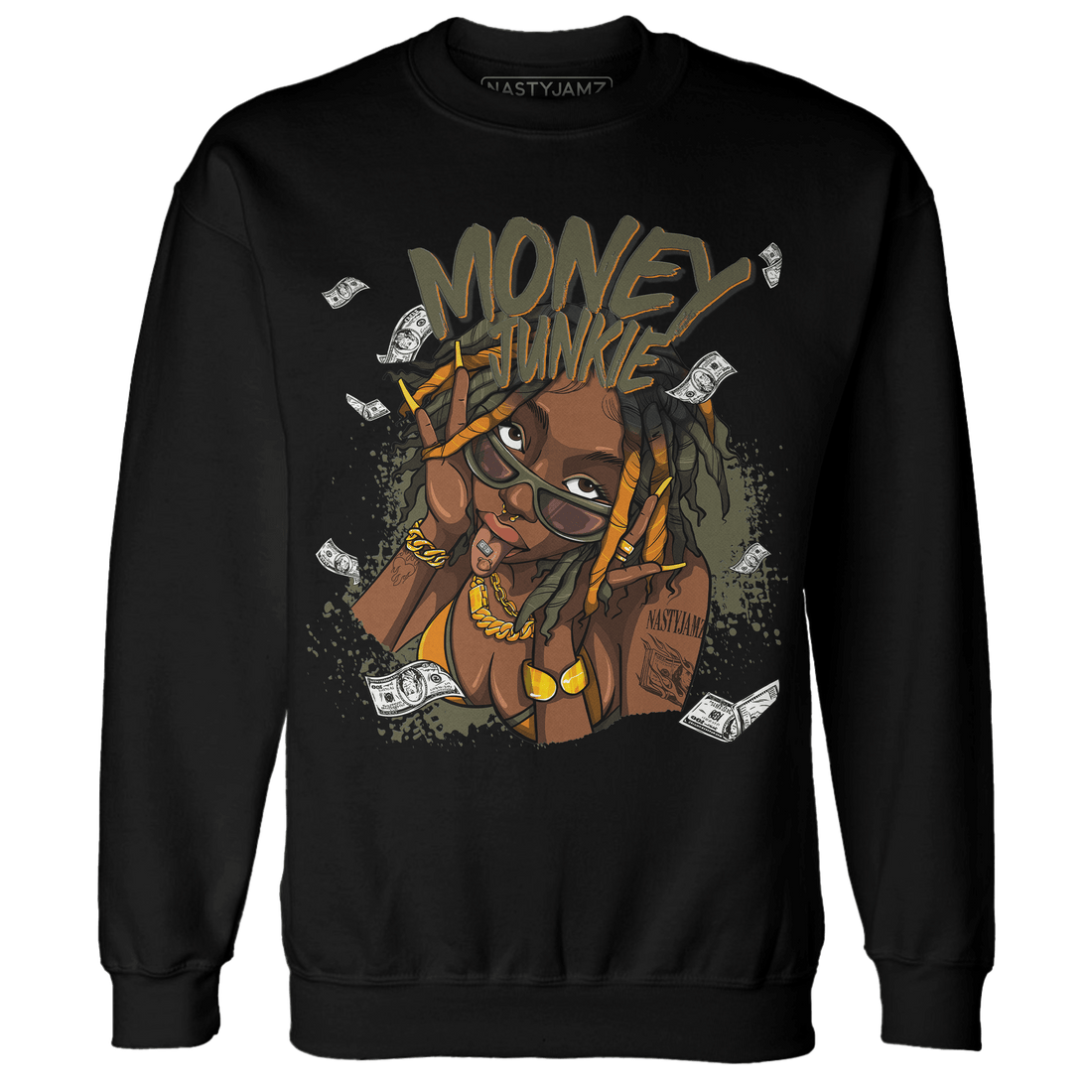 Olive 5s Sweatshirt Match Money Junkie - NastyJamz