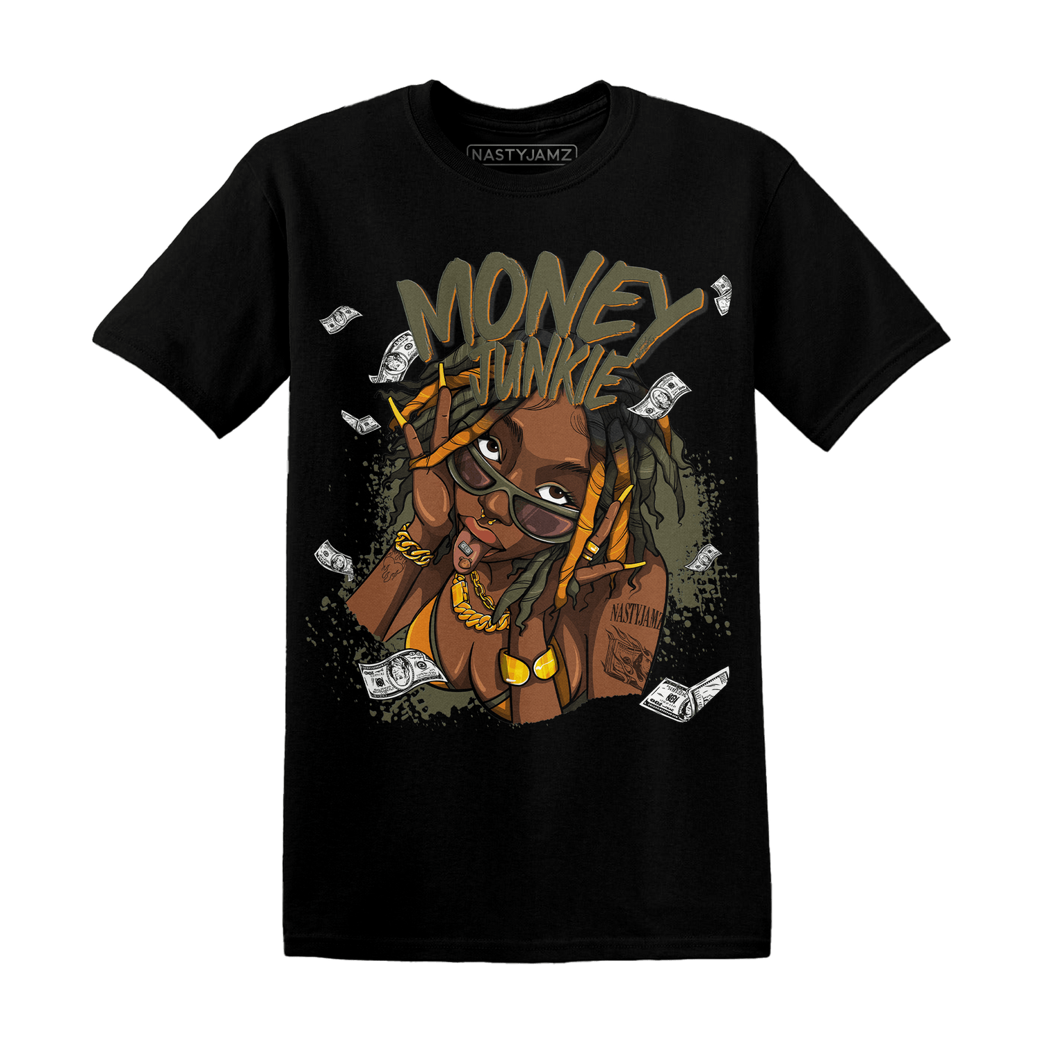 Olive 5s T Shirt Match Money Junkie - NastyJamz